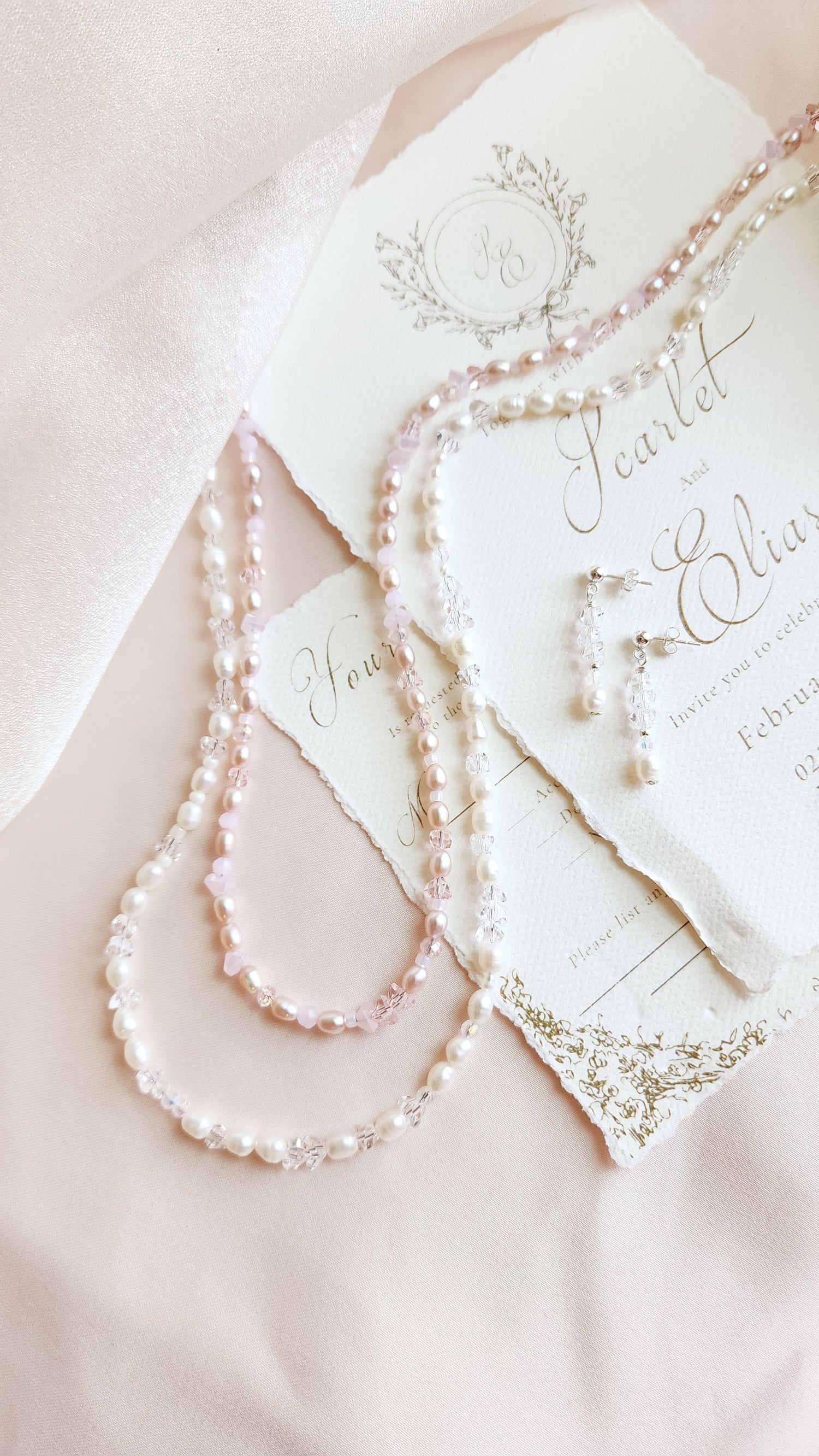 Crystal Pearl Beaded Necklace Set