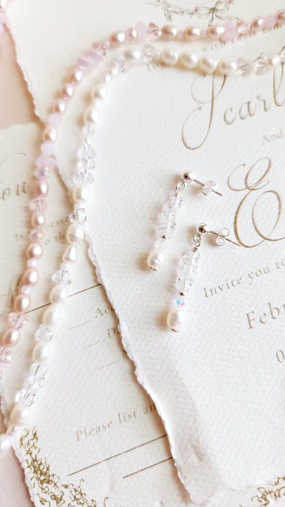 Crystal Pearl Beaded Necklace Set