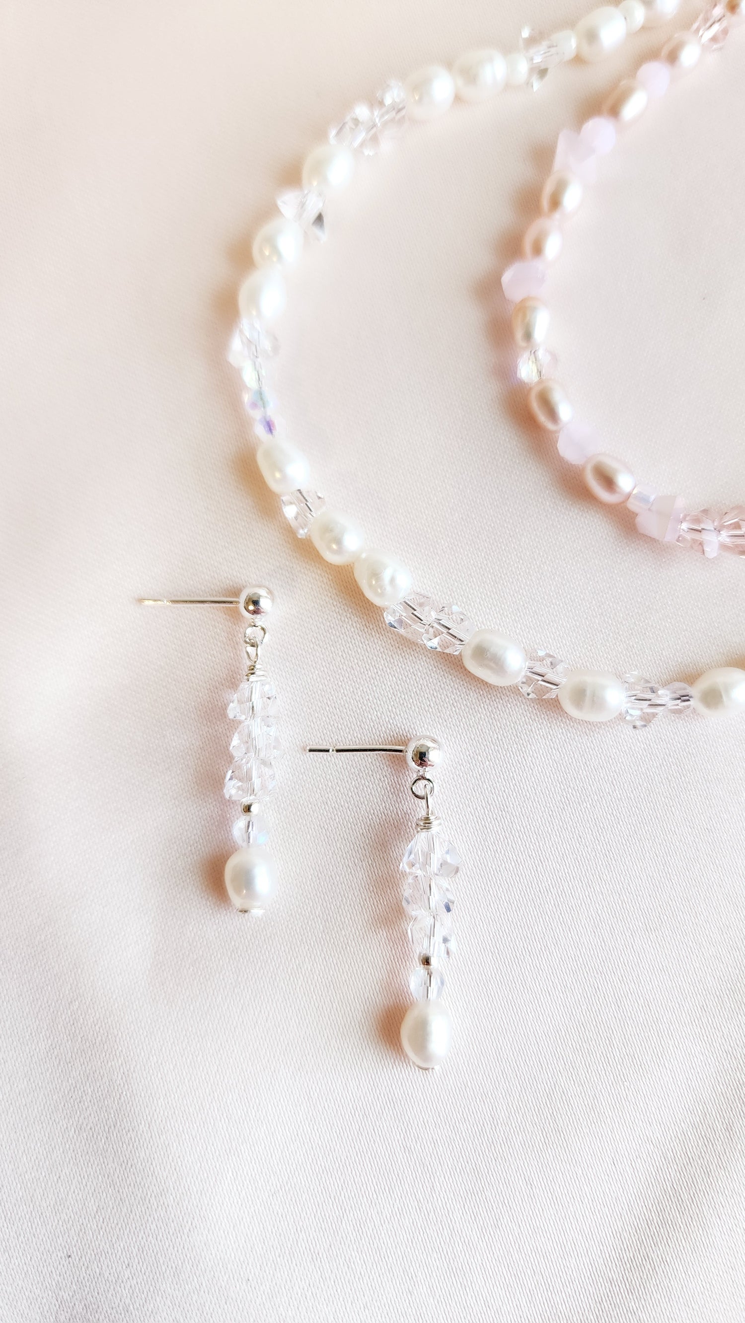 Crystal Pearl Beaded Necklace Set