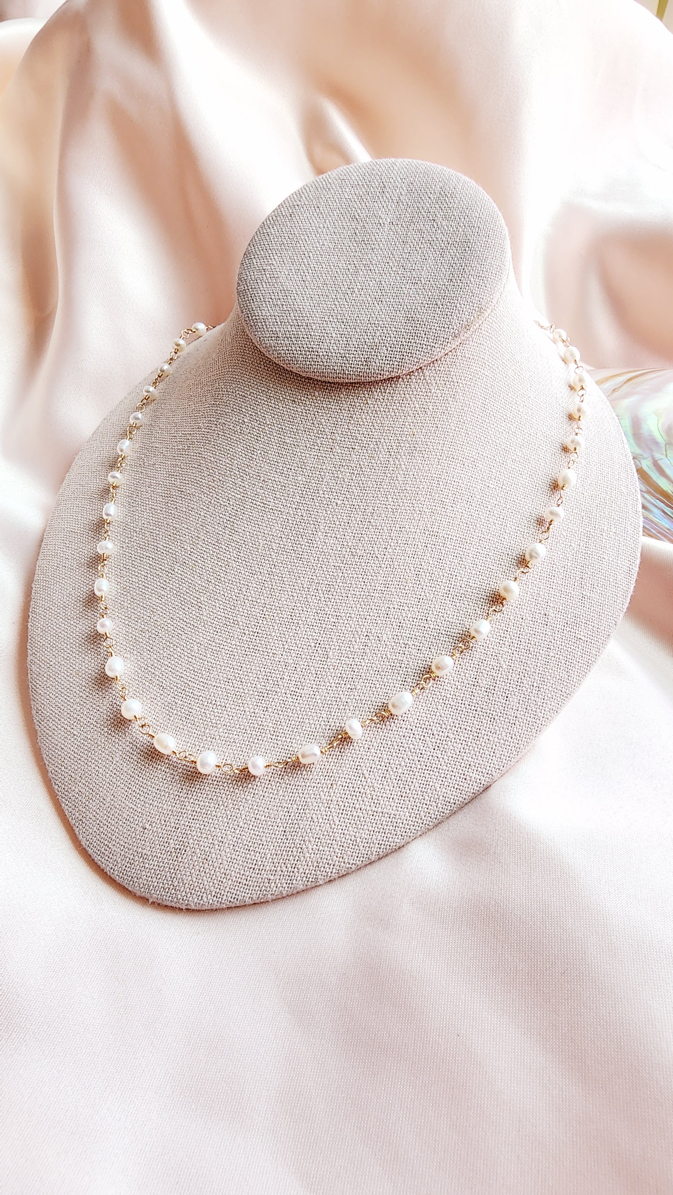 Linked Pearl Necklace | Sterling Silver &amp; Gold