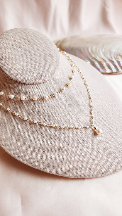 Small Pearls Linked Necklace | Sterling &amp; 14ktgf Gold