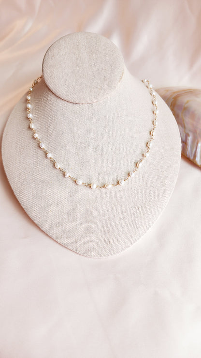Linked Pearl Necklace | Sterling Silver &amp; Gold