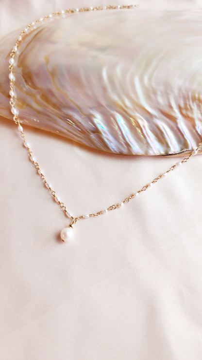 Small Pearls Linked Necklace | Sterling &amp; 14ktgf Gold