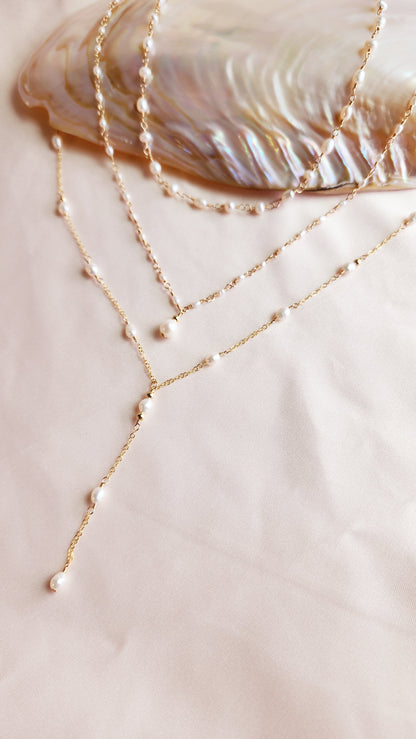 Small Pearls Linked Necklace | Sterling &amp; 14ktgf Gold
