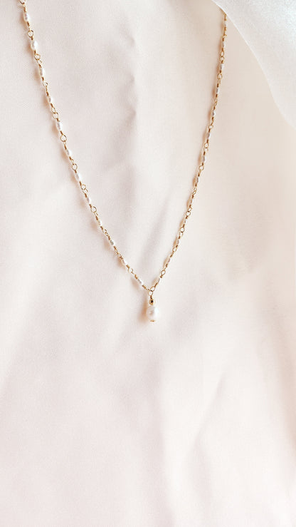 Small Pearls Linked Necklace | Sterling &amp; 14ktgf Gold