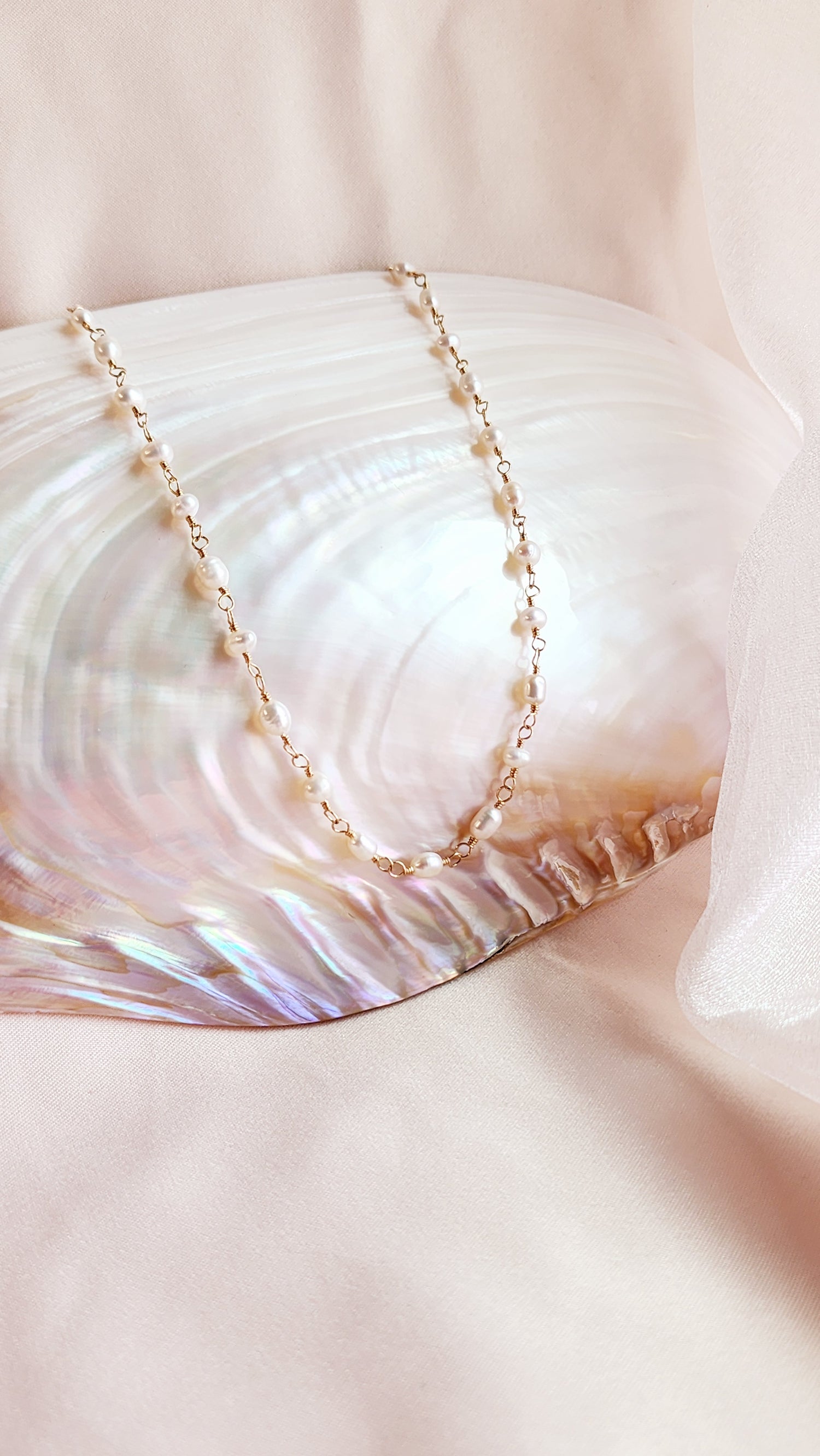 Linked Pearl Necklace | Sterling Silver &amp; Gold
