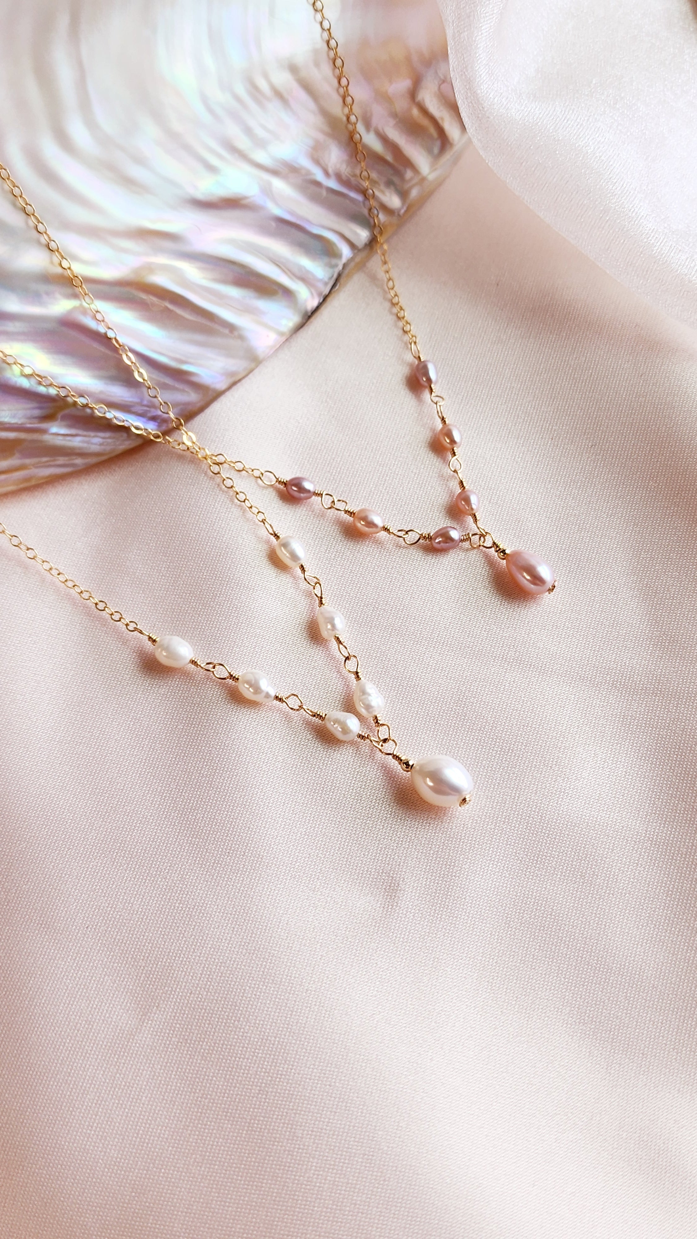 Regency Pearl Necklace | Sterling Silver and 14kt Gold Fill