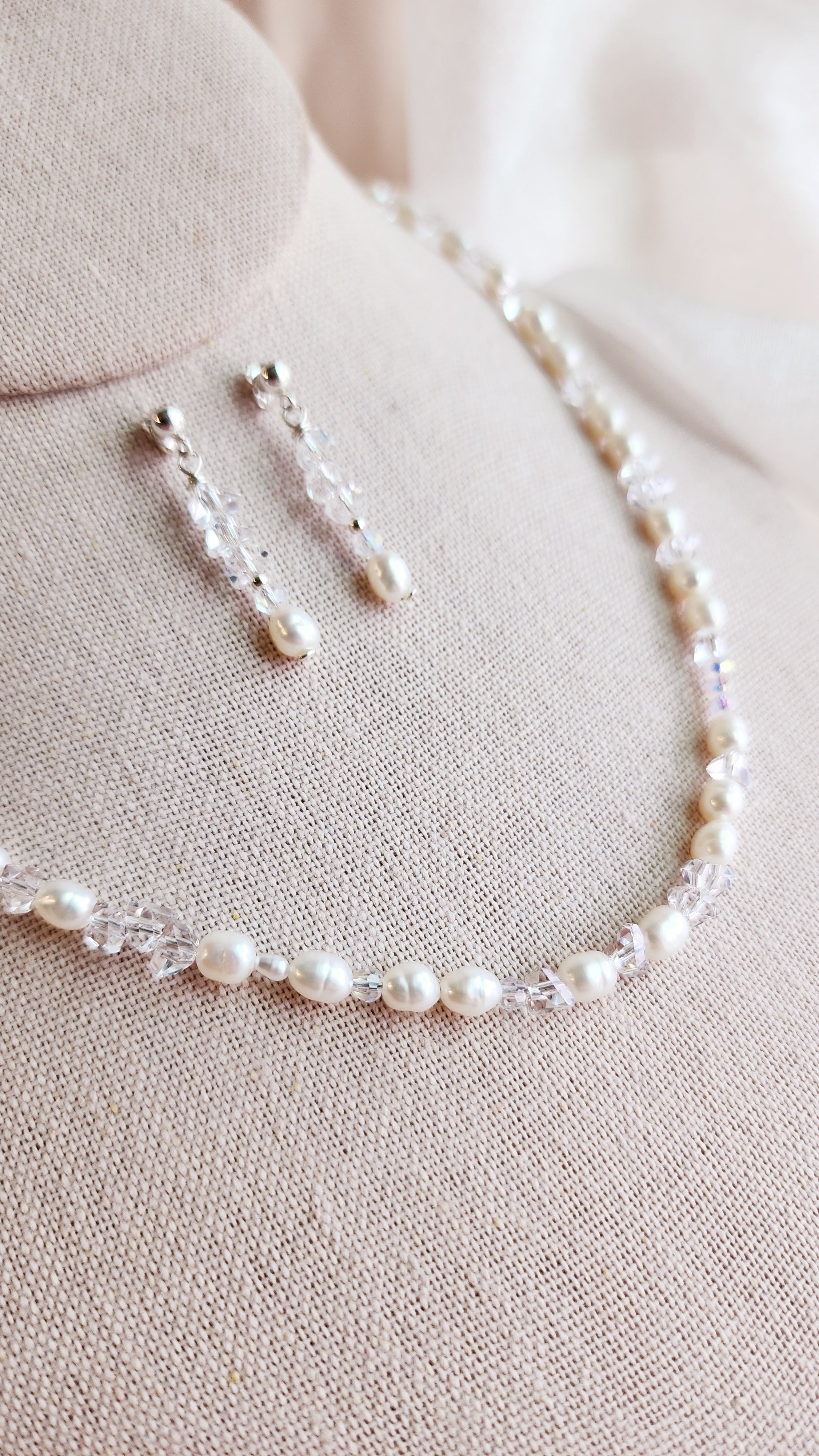 Crystal Pearl Beaded Necklace Set