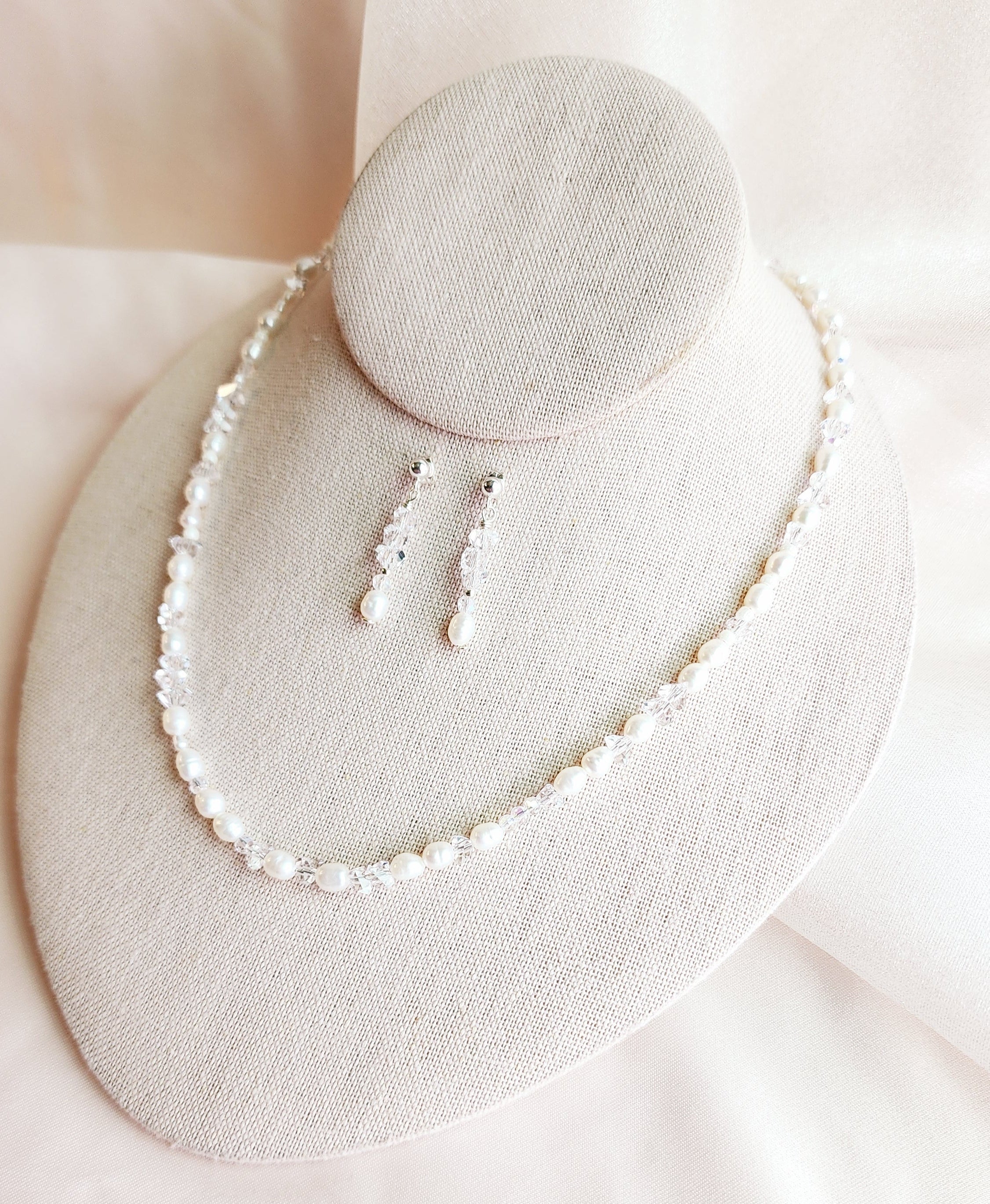 Crystal Pearl Beaded Necklace Set