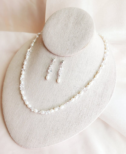 Crystal Pearl Beaded Necklace Set