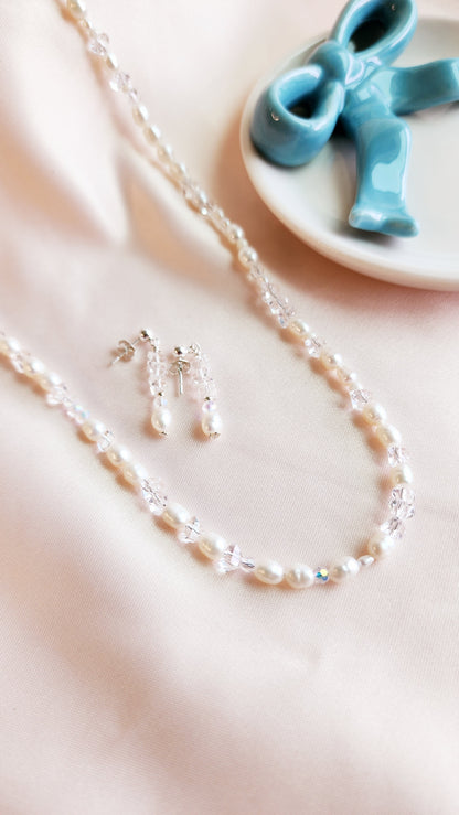 Crystal Pearl Beaded Necklace Set