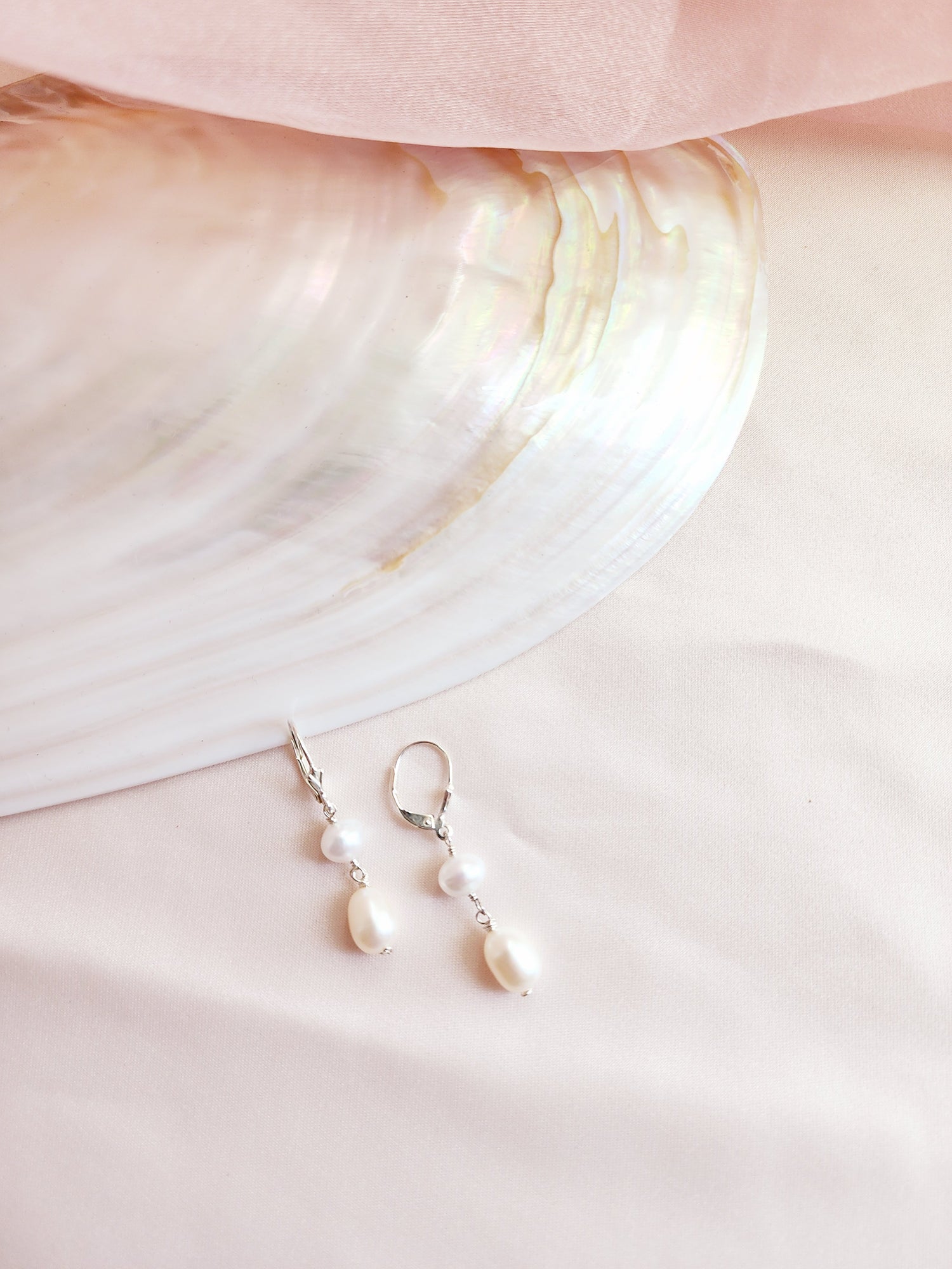 Leverback Pearl Earrings | Selene Pearl Earrings