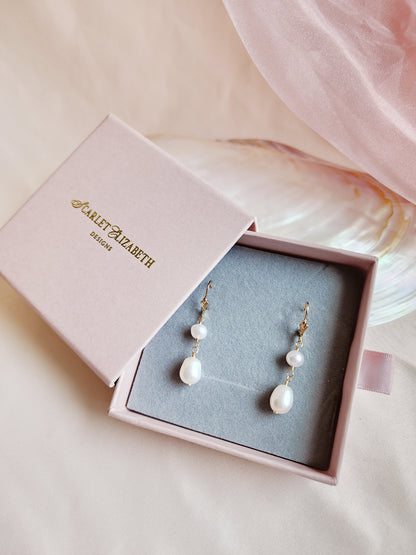 Leverback Pearl Earrings | Selene Pearl Earrings