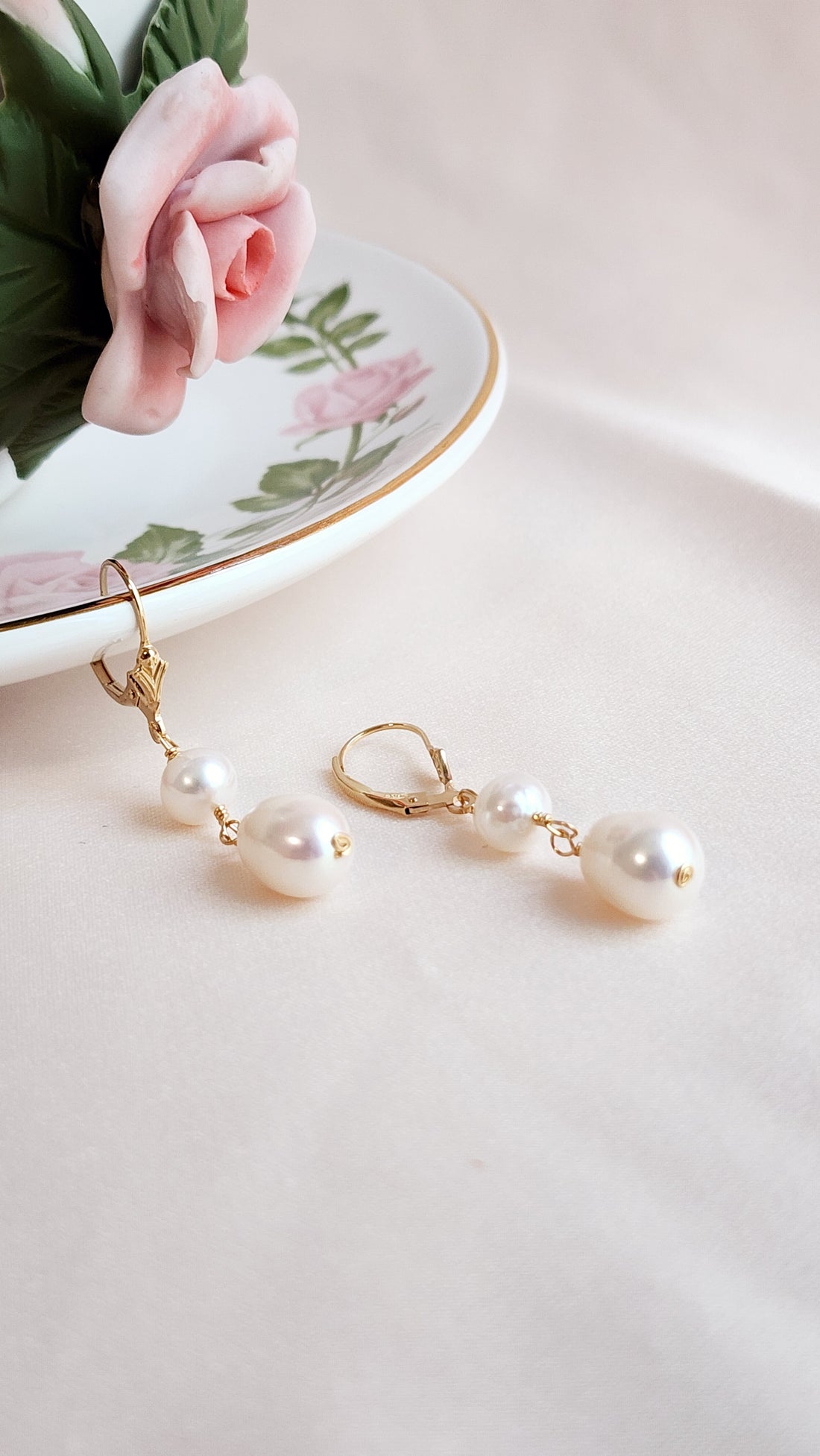 Leverback Pearl Earrings | Selene Pearl Earrings