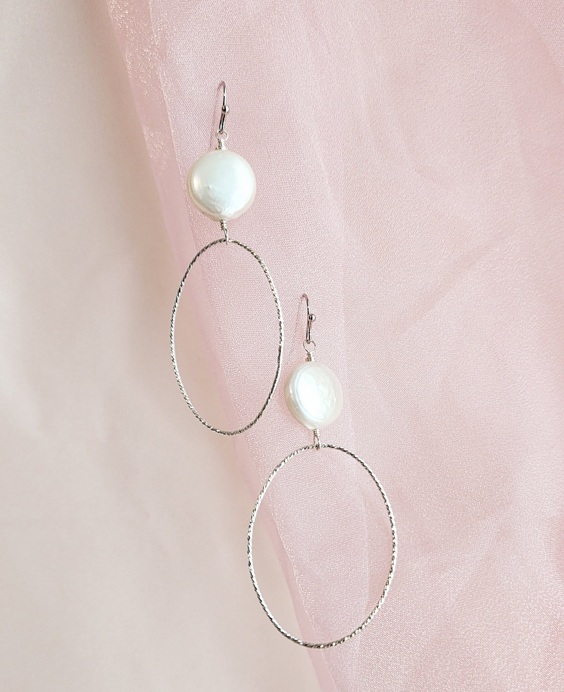 Coin Pearl Hoops | Darla Pearl Sterling and Gold