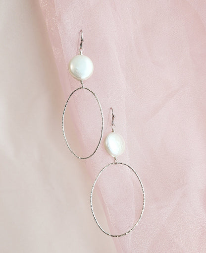 Coin Pearl Hoops | Darla Pearl Sterling and Gold