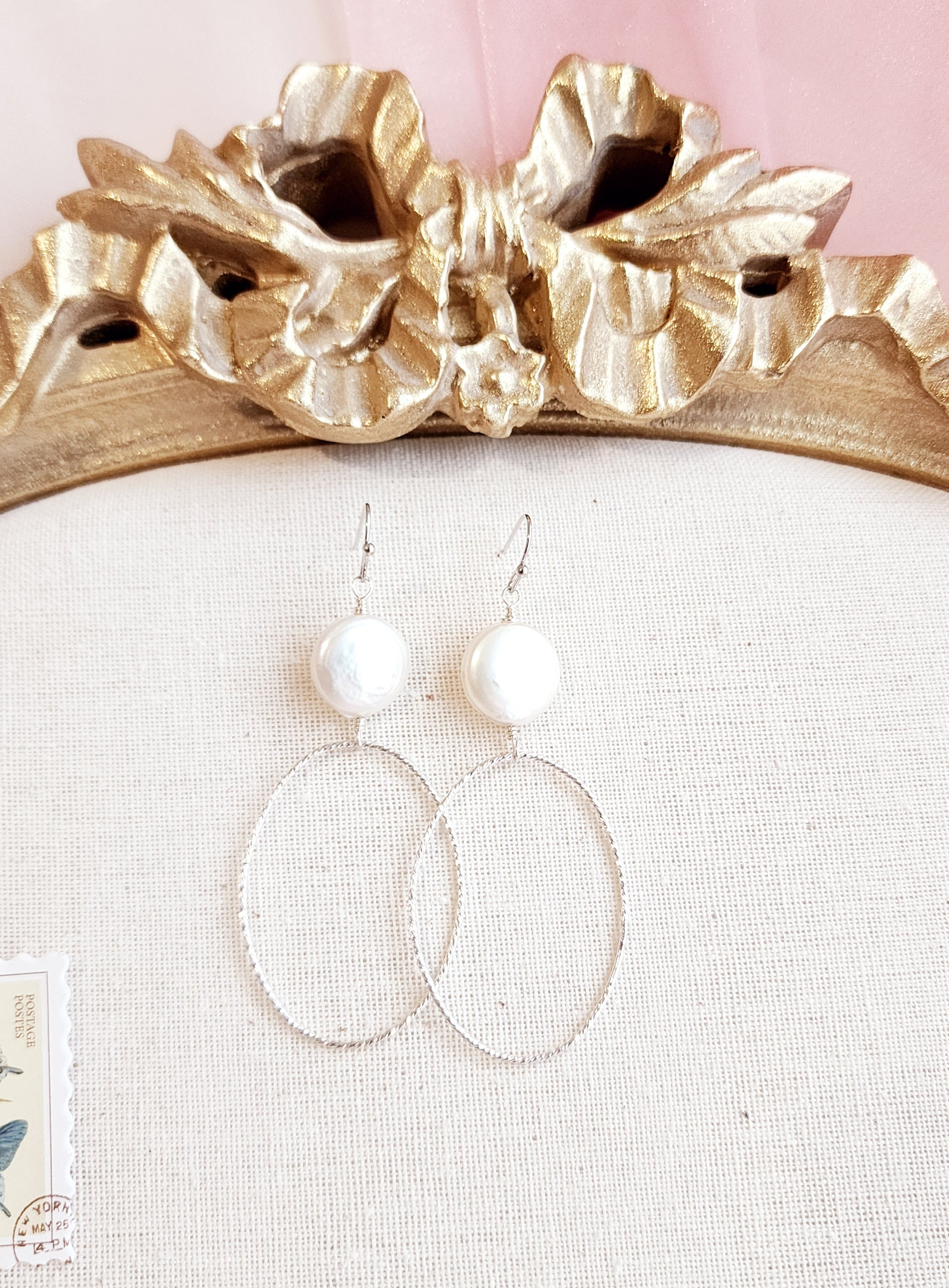 Coin Pearl Hoops | Darla Pearl Sterling and Gold