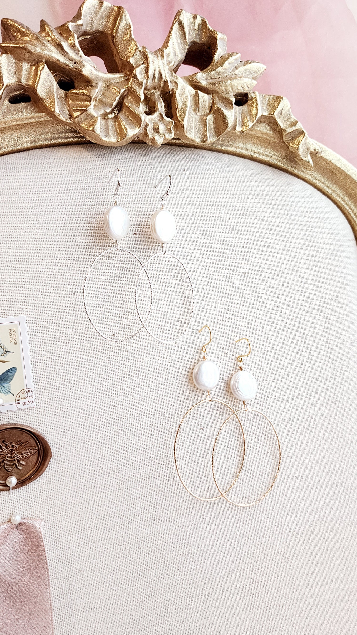 Coin Pearl Hoops | Darla Pearl Sterling and Gold