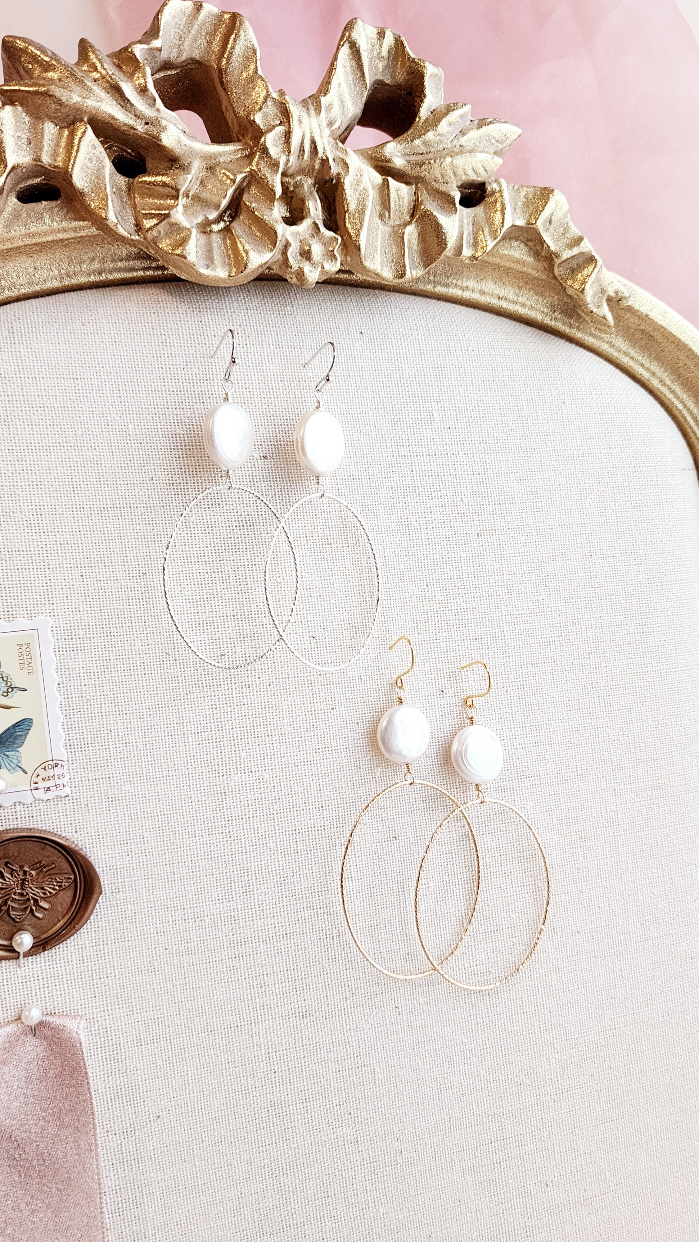 Coin Pearl Hoops | Darla Pearl Sterling and Gold