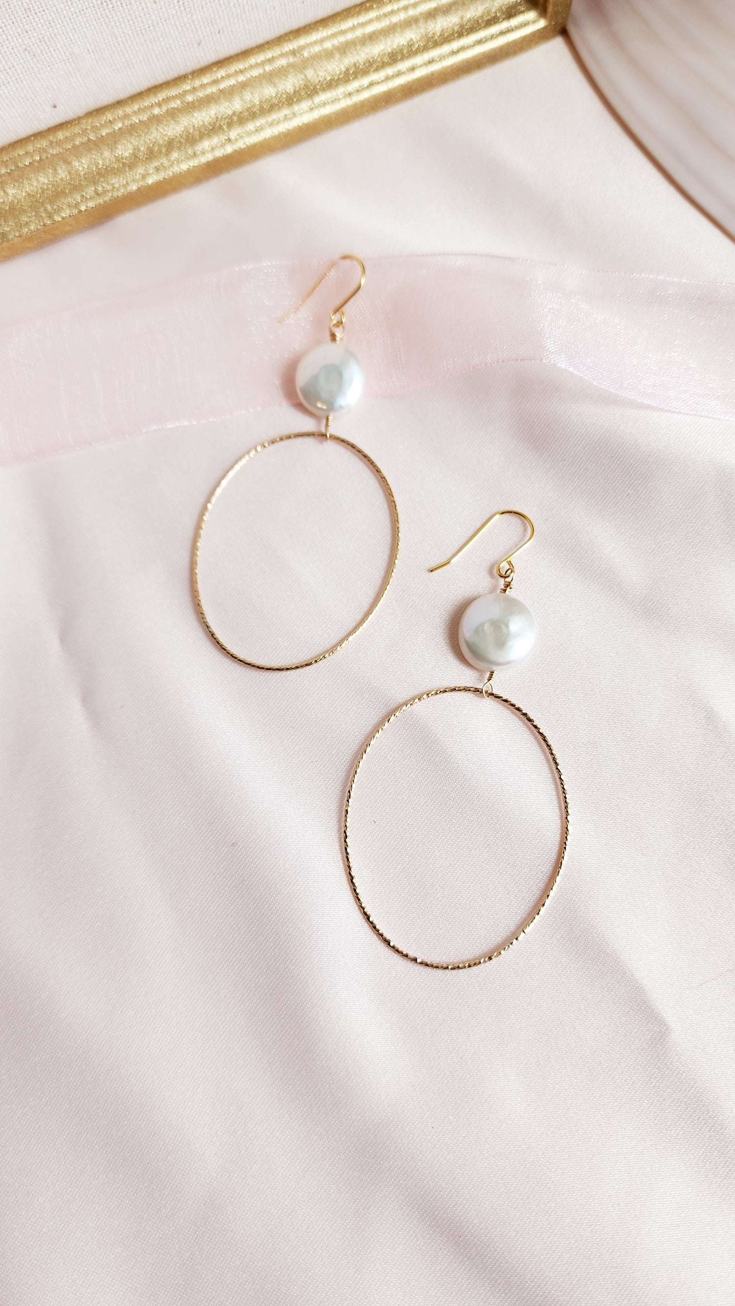 Coin Pearl Hoops | Darla Pearl Sterling and Gold