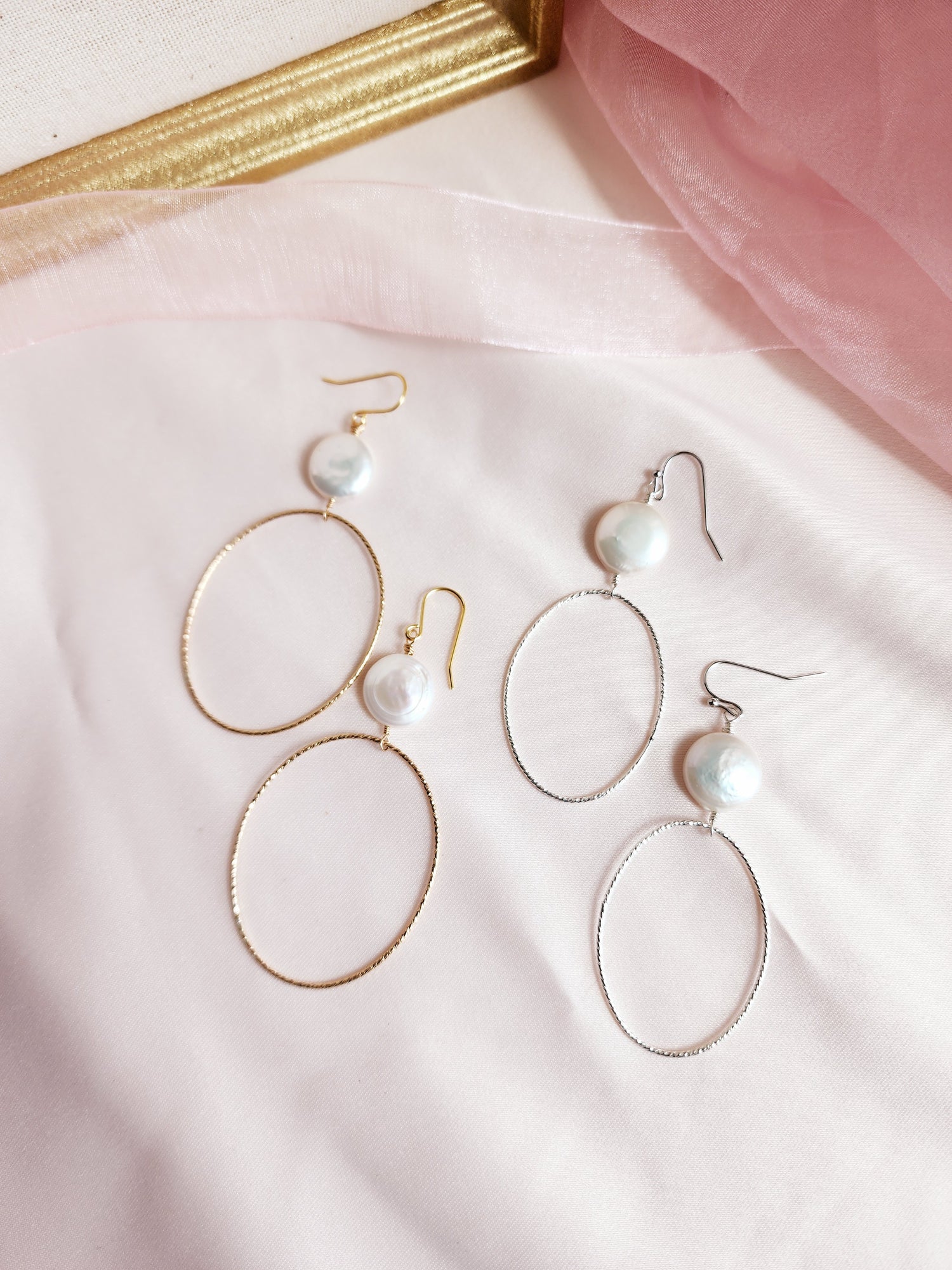 Coin Pearl Hoops | Darla Pearl Sterling and Gold