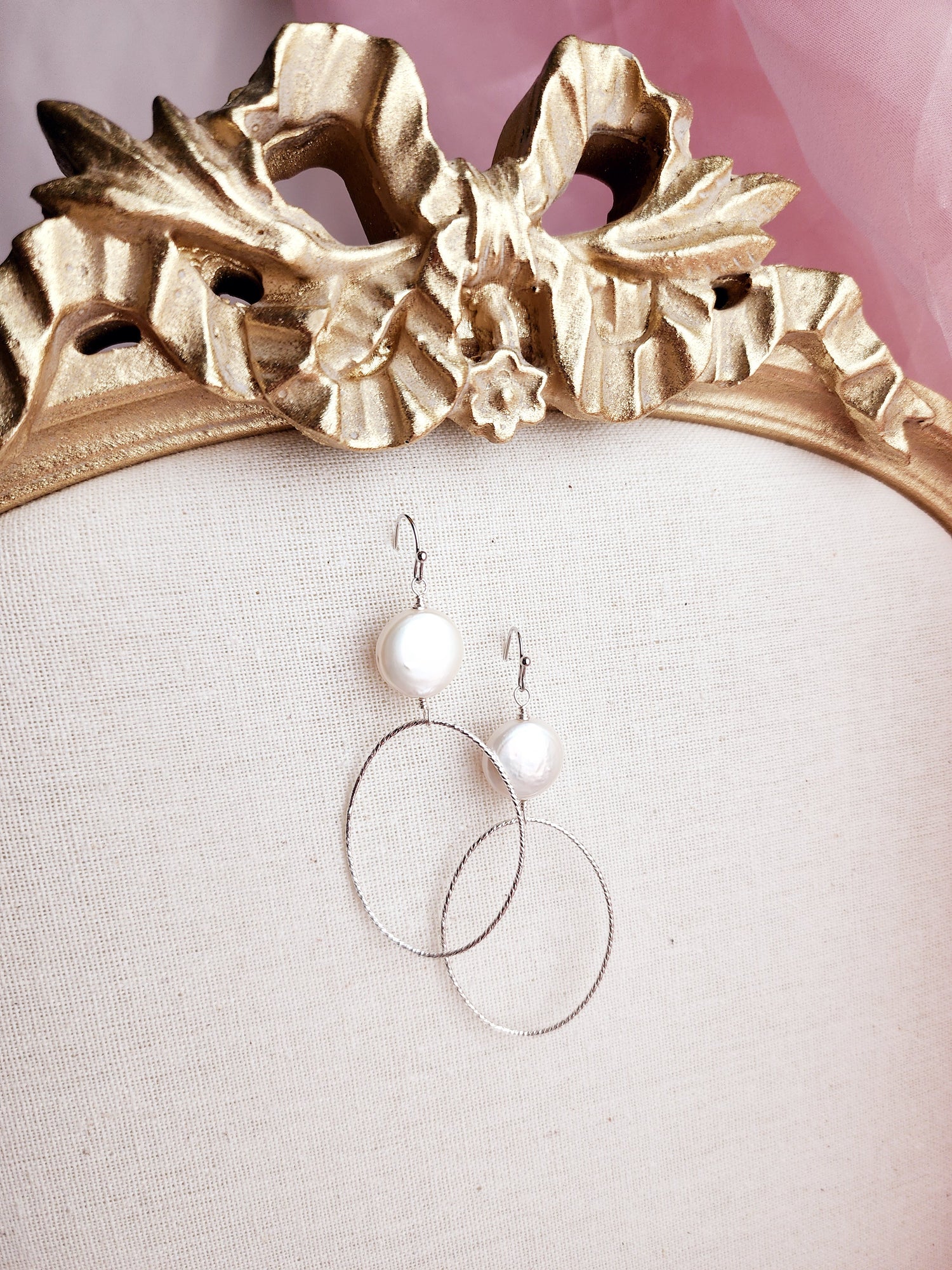 Coin Pearl Hoops | Darla Pearl Sterling and Gold