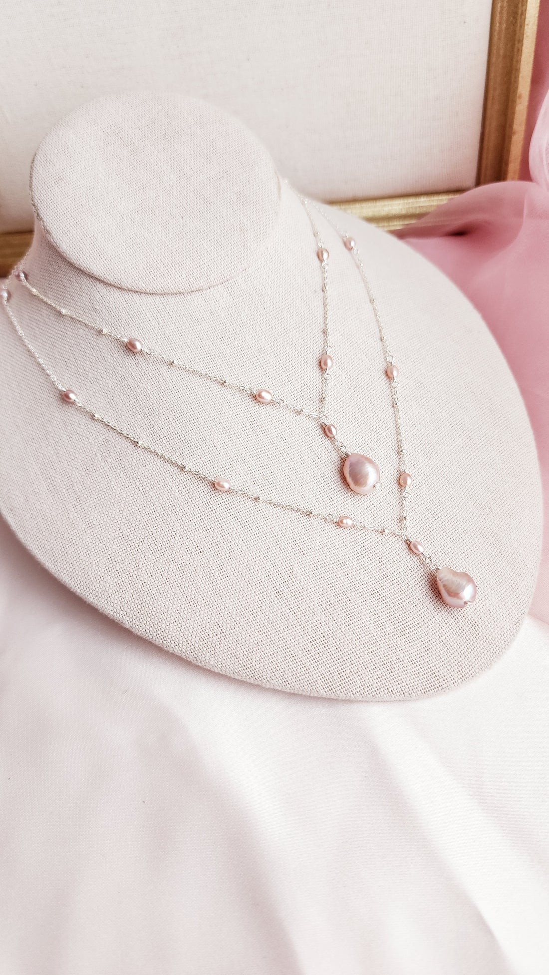 Pink Pearl Sterling Silver Necklace