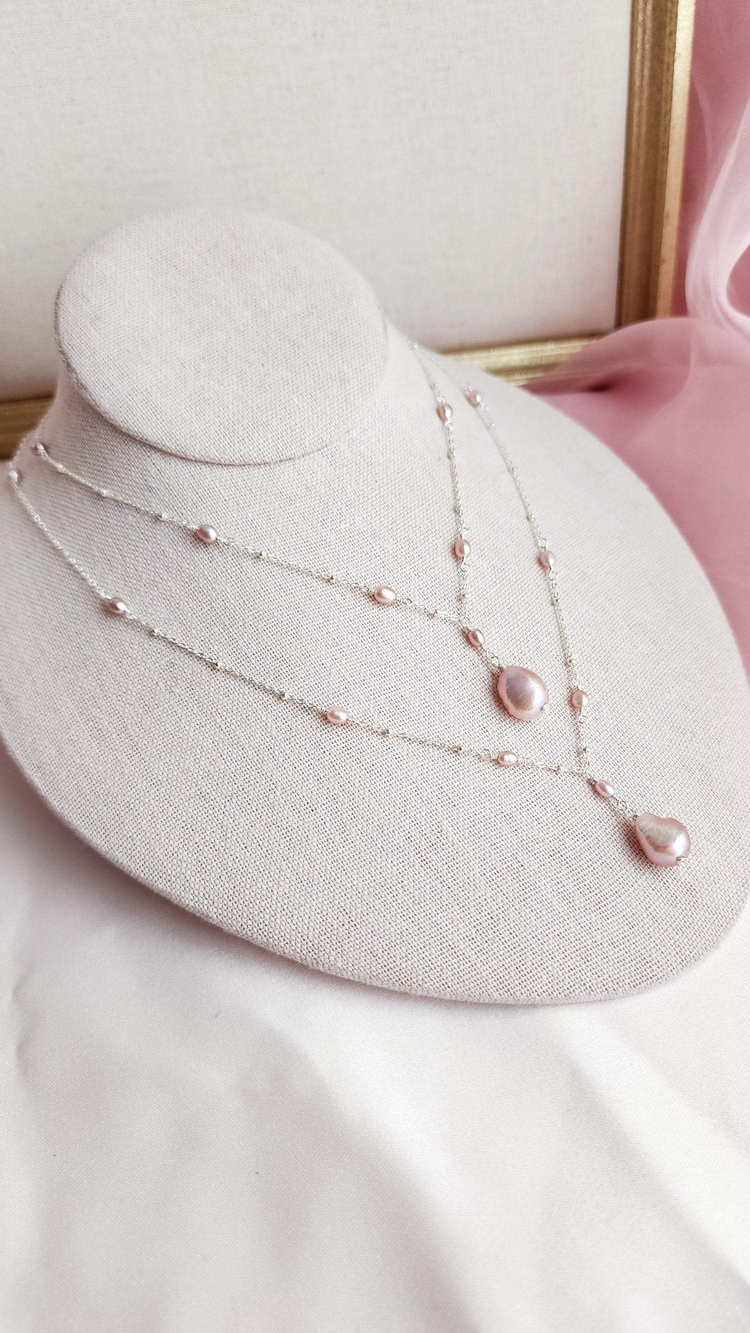 Pink Pearl Sterling Silver Necklace