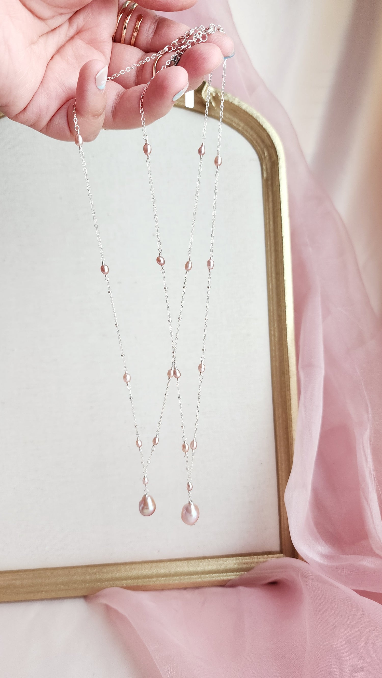 Pink Pearl Sterling Silver Necklace