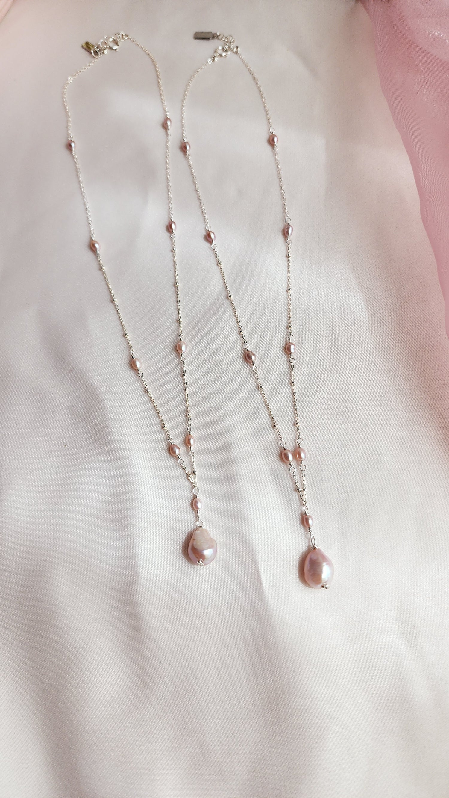 Pink Pearl Sterling Silver Necklace