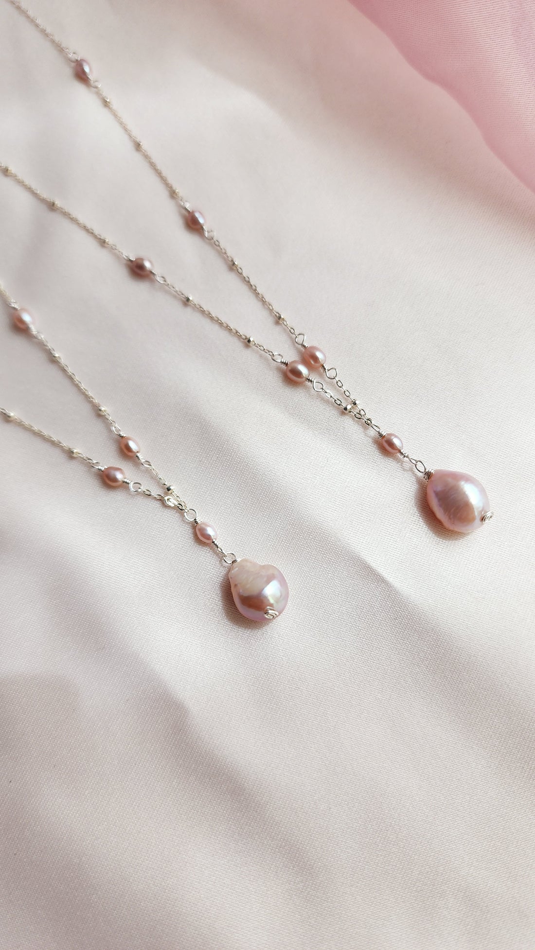 Pink Pearl Sterling Silver Necklace