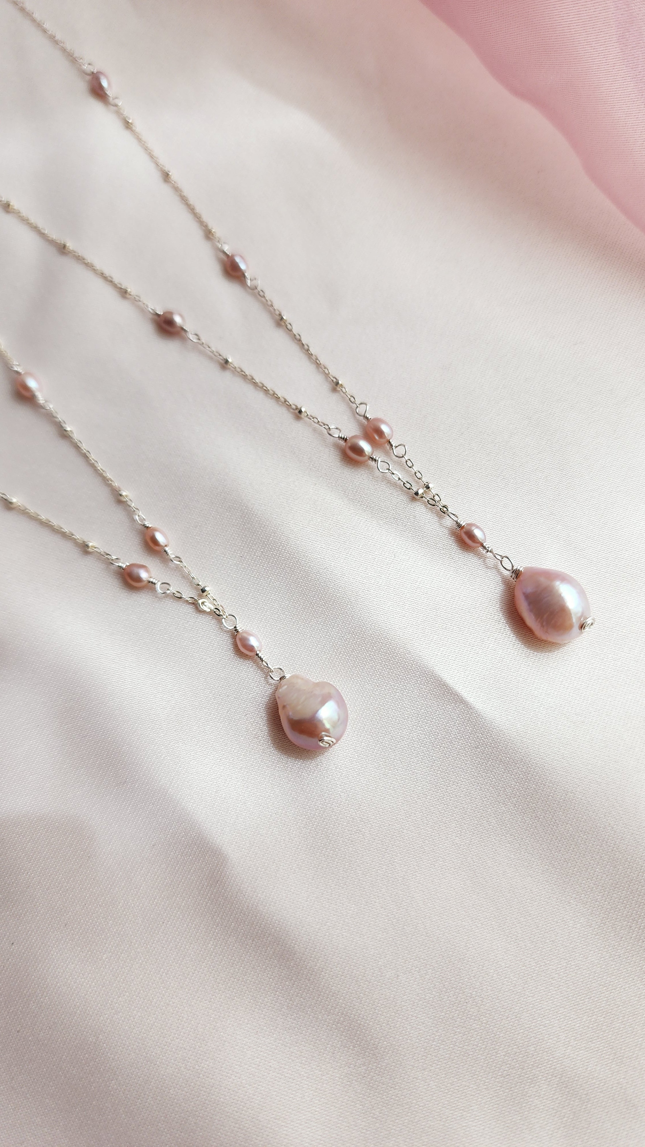 Pink Pearl Sterling Silver Necklace