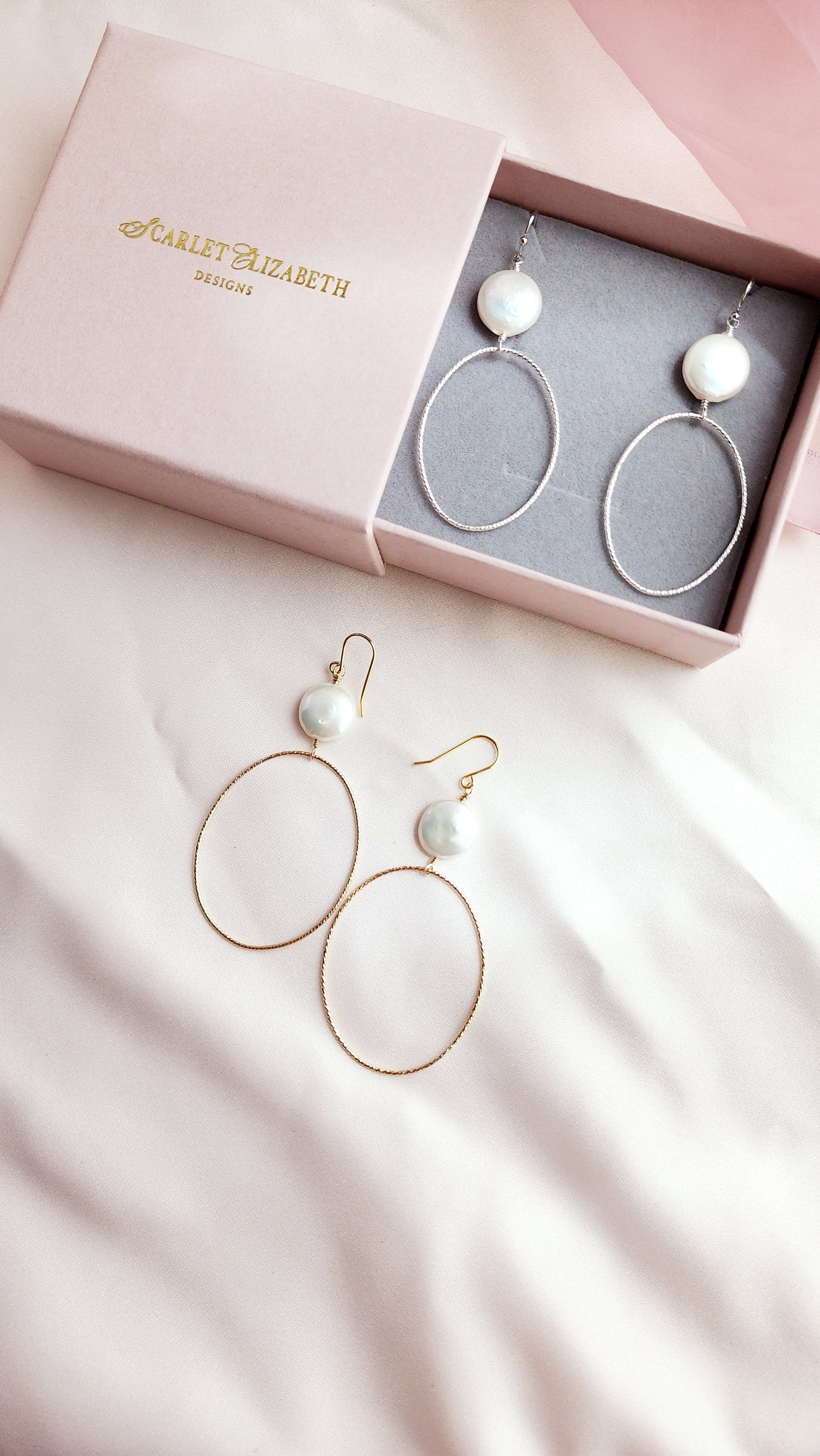 Coin Pearl Hoops | Darla Pearl Sterling and Gold