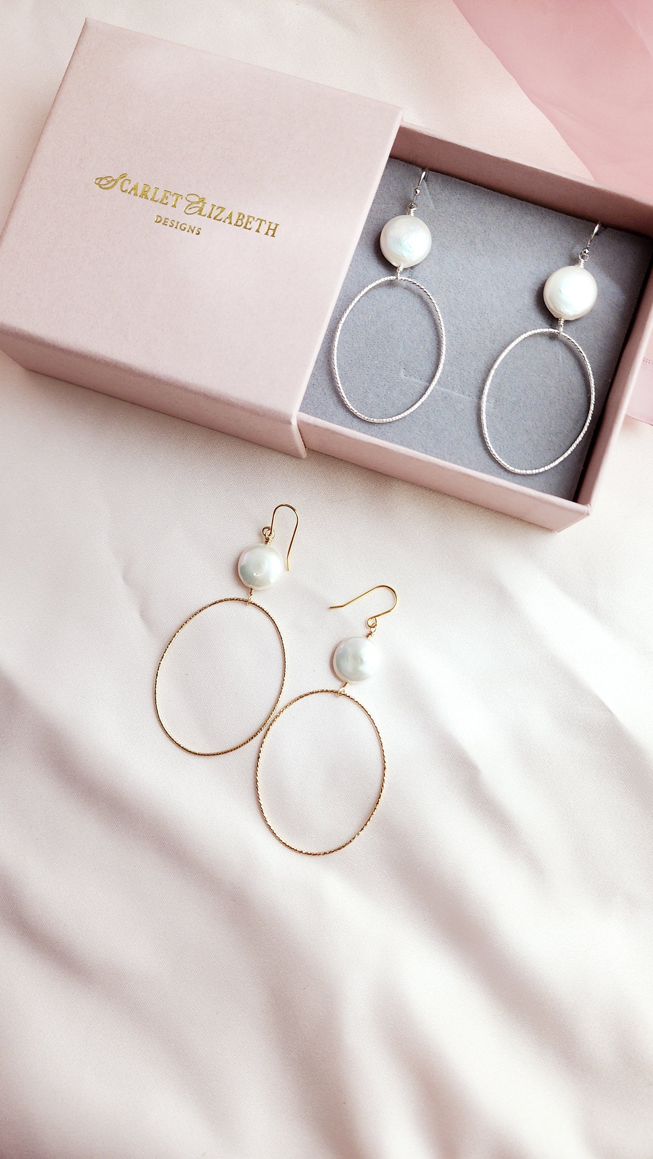 Coin Pearl Hoops | Darla Pearl Sterling and Gold