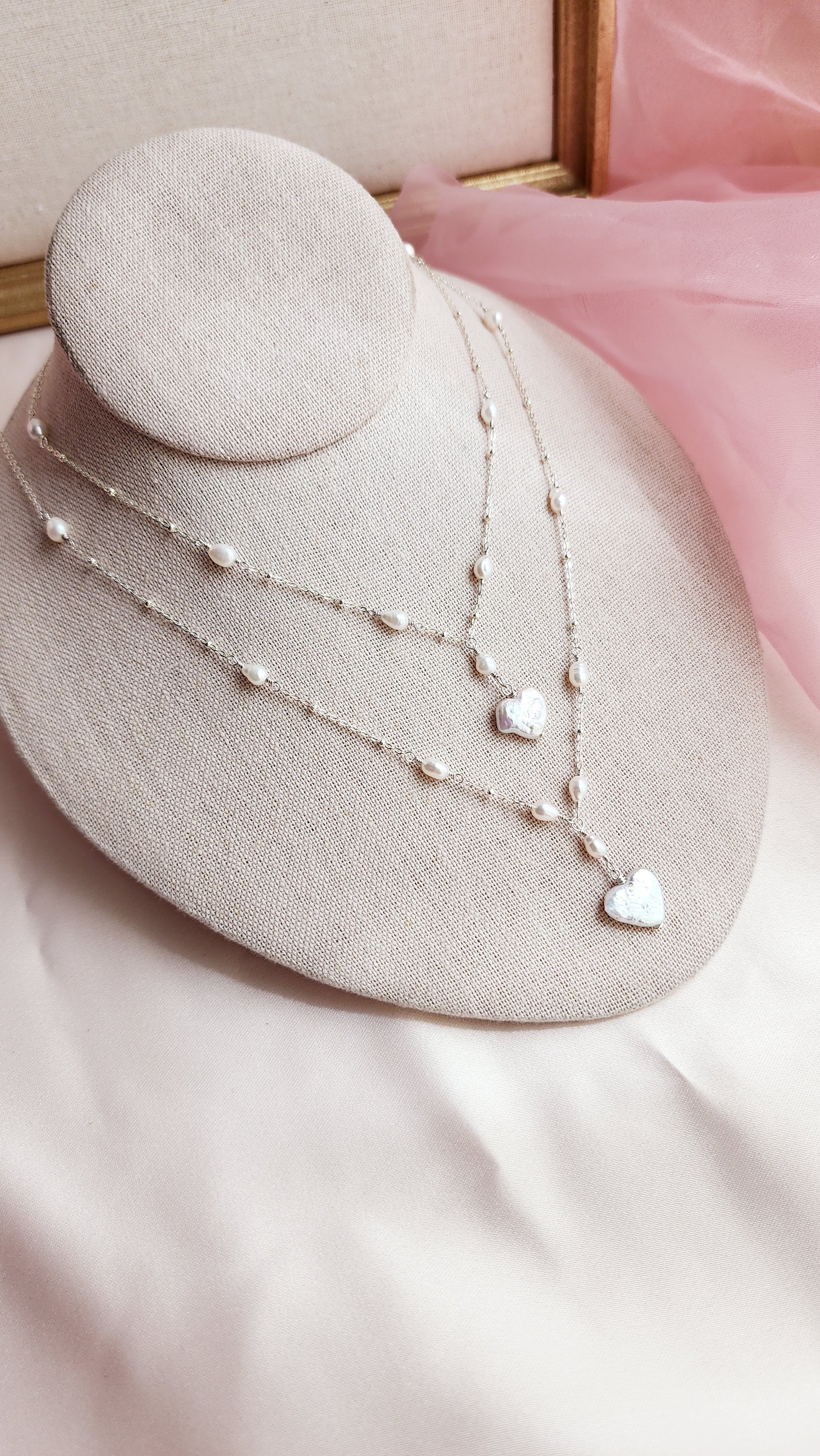 White Heart Pearl Sterling Silver Necklace