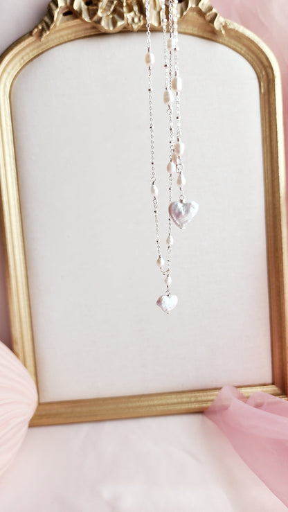 White Heart Pearl Sterling Silver Necklace