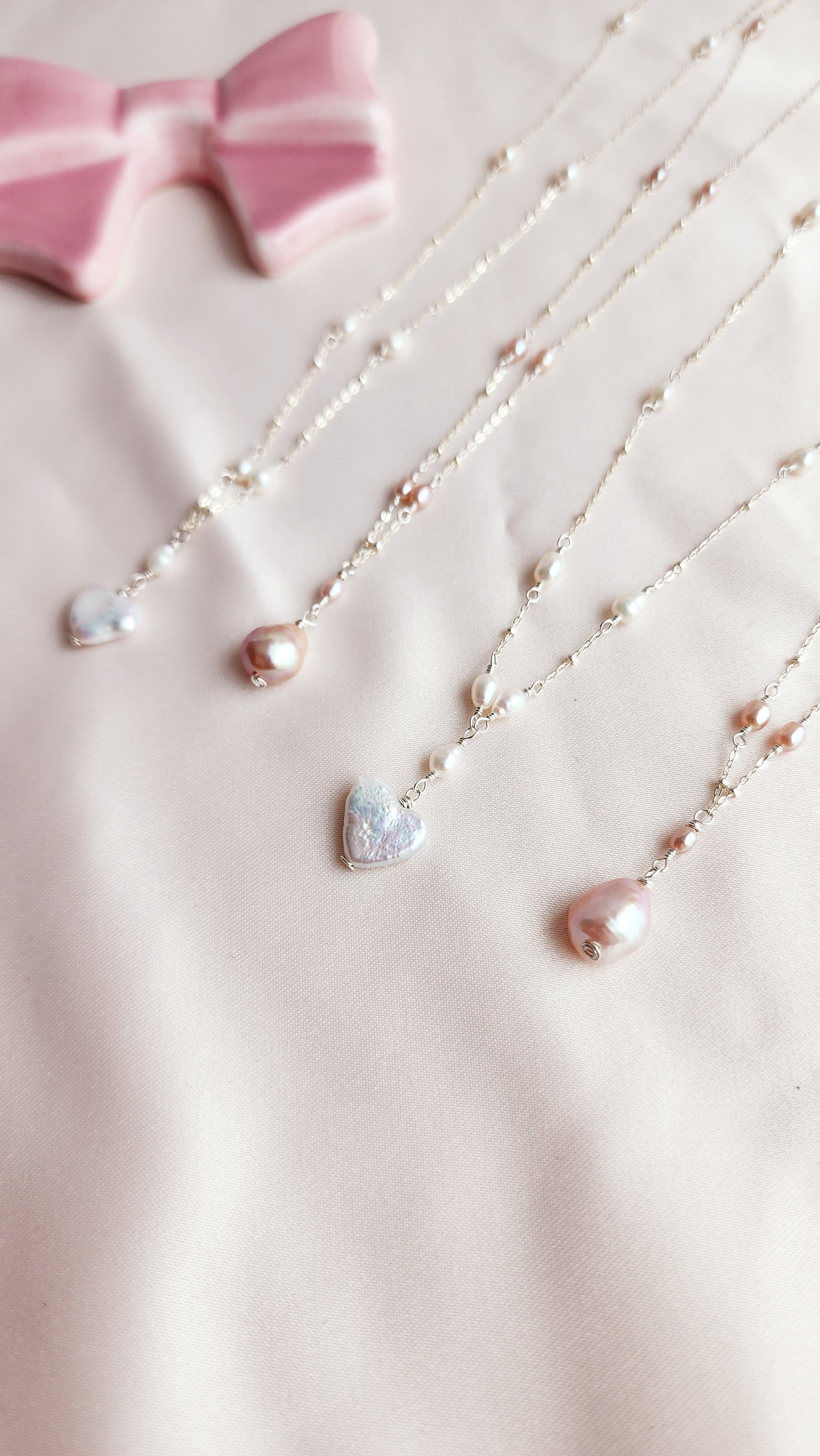 White Heart Pearl Sterling Silver Necklace