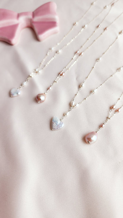 White Heart Pearl Sterling Silver Necklace