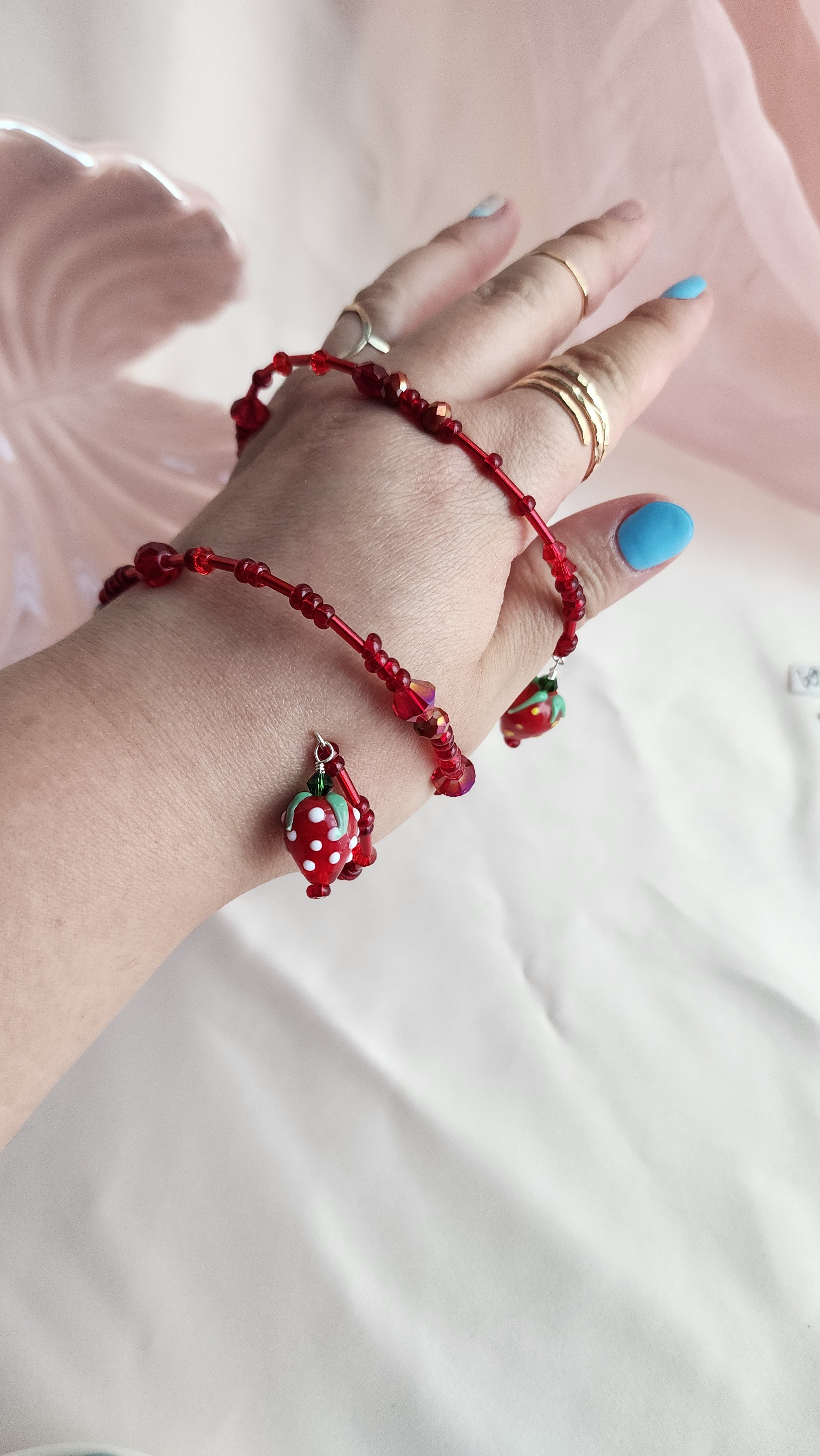 Strawberry Memory Wire Bracelet
