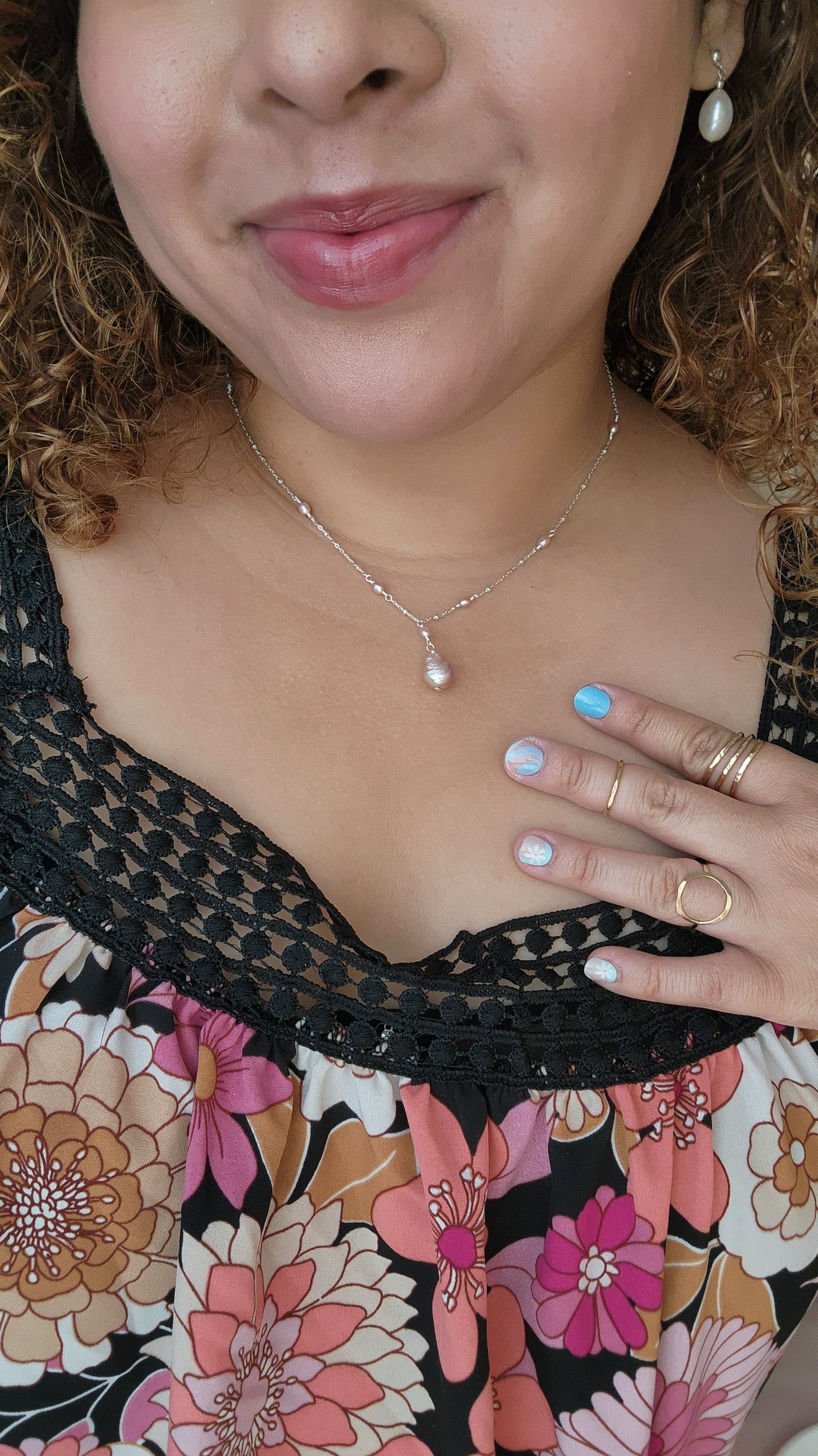 Pink Pearl Sterling Silver Necklace