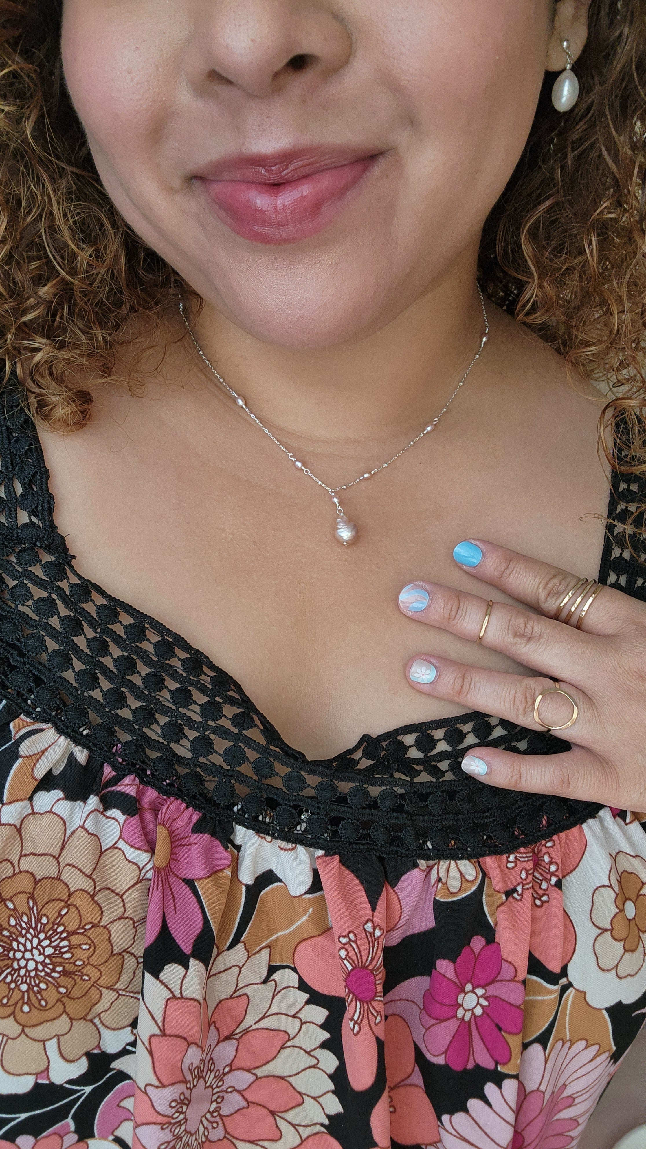 Pink Pearl Sterling Silver Necklace