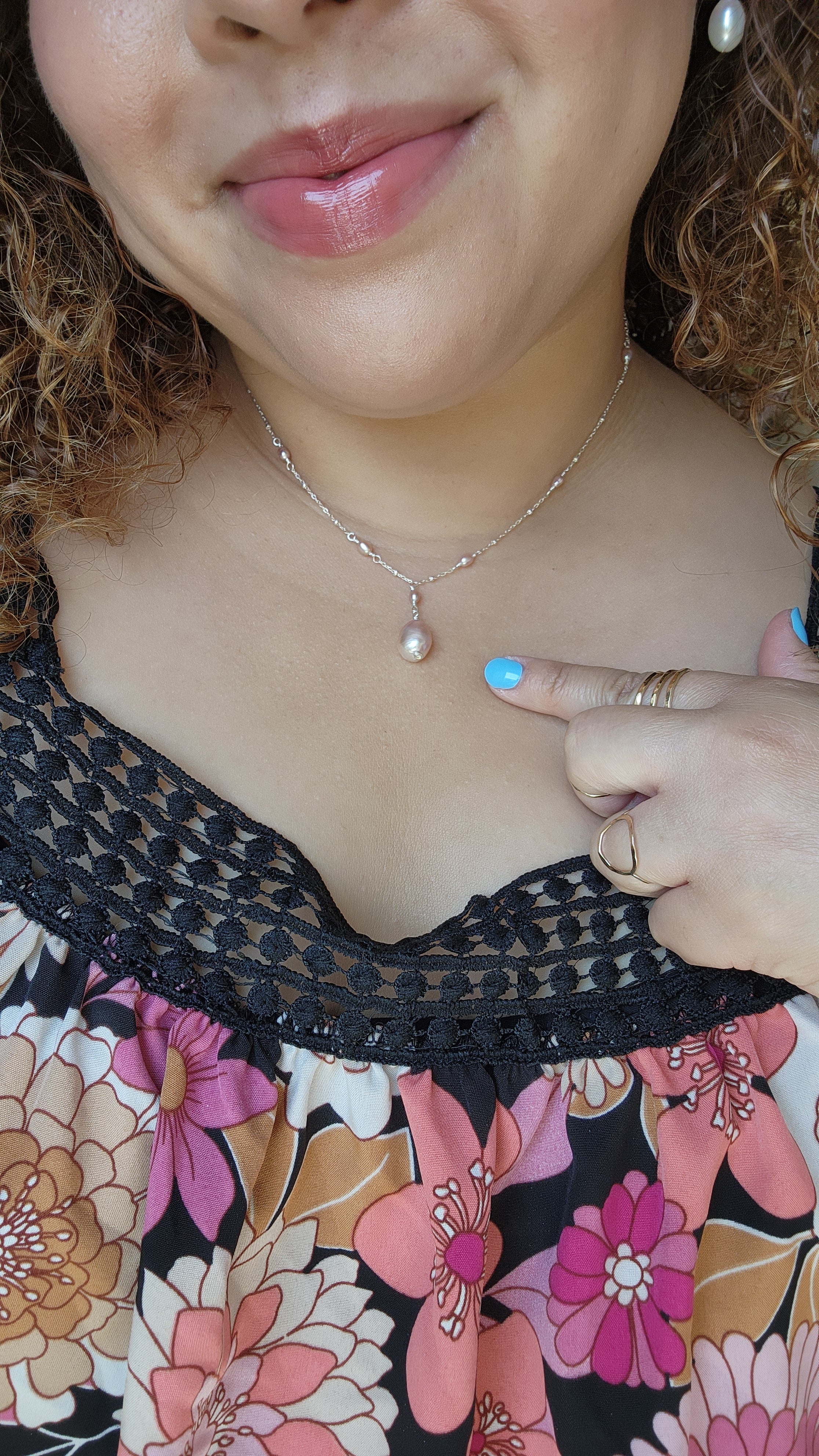 Pink Pearl Sterling Silver Necklace
