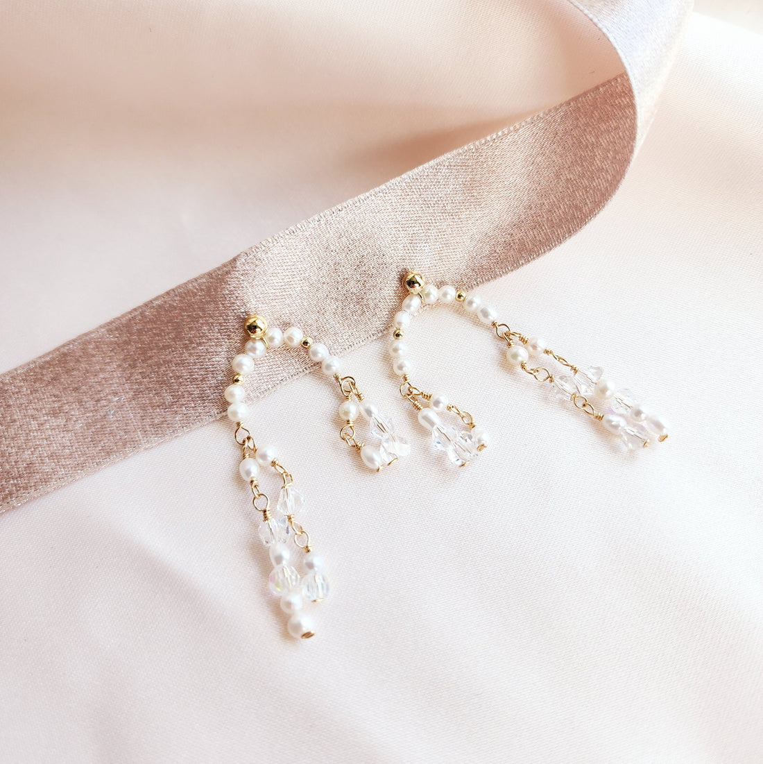 Crystal Pearl Cascading Statement Studs | Audrey Statement Studs