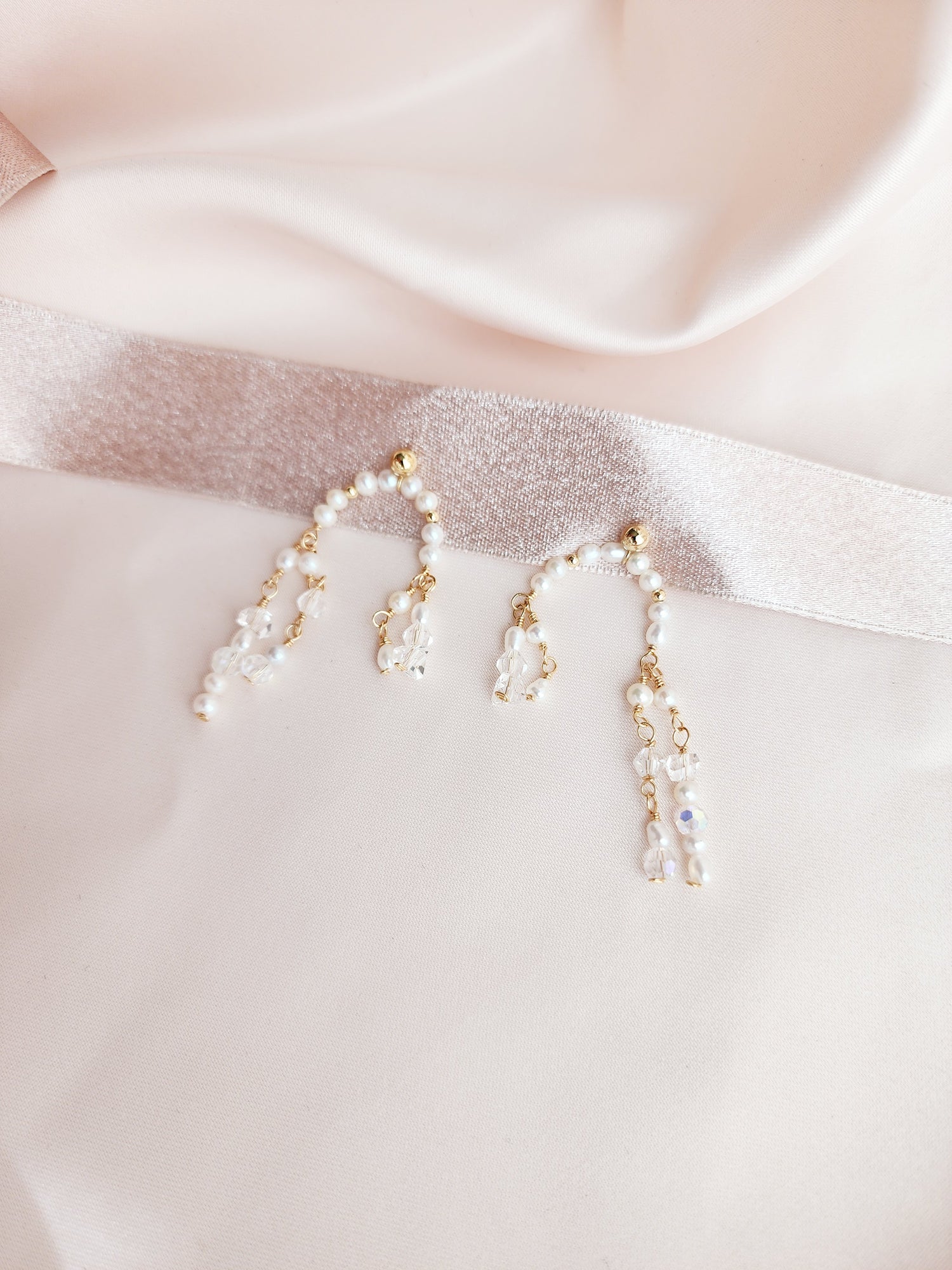 Crystal Pearl Cascading Statement Studs | Audrey Statement Studs