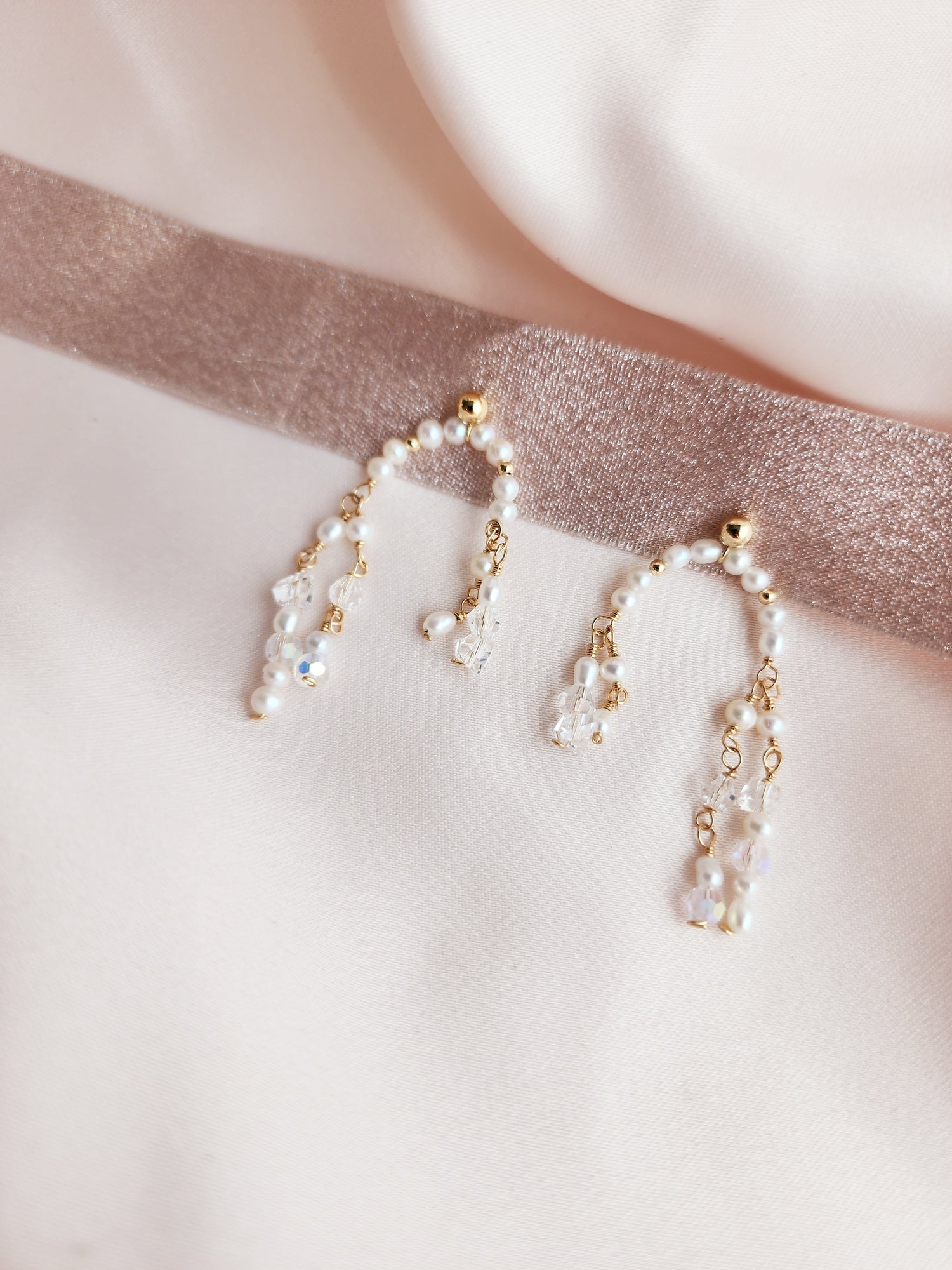 Crystal Pearl Cascading Statement Studs | Audrey Statement Studs