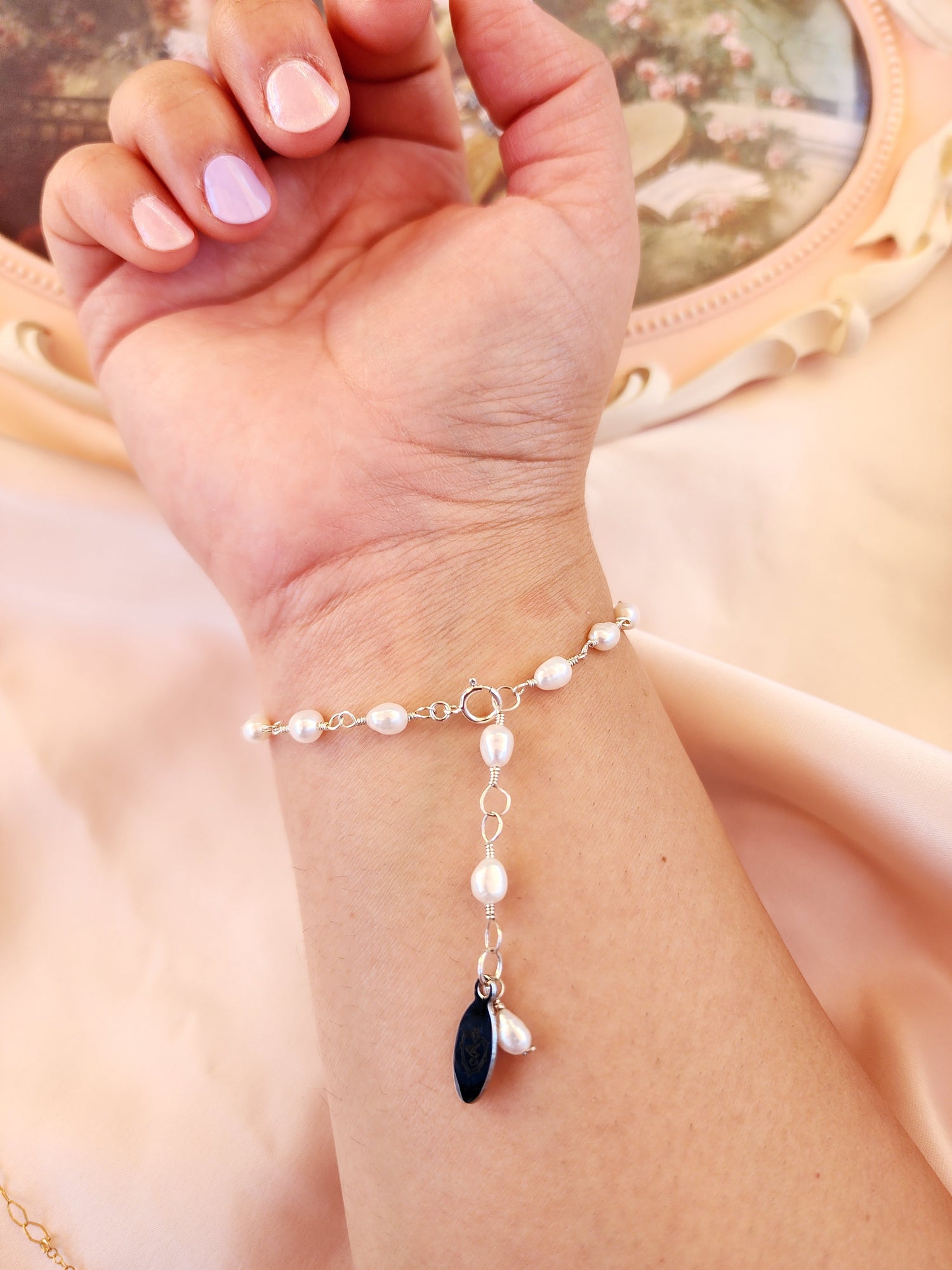Linked Pearl Bracelet | Paris Pearl Bracelet Sterling Silver &amp; 14kt Gold Fill