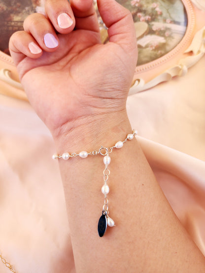 Linked Pearl Bracelet | Paris Pearl Bracelet Sterling Silver &amp; 14kt Gold Fill