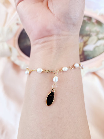 Asymmetrical Pearl &amp; Crystal Bracelet | 14kt Gold Fill and Sterling