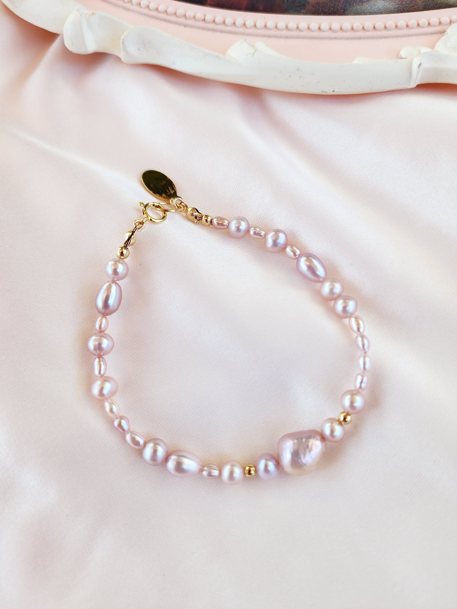 Lavender Pink Pearl Bracelet
