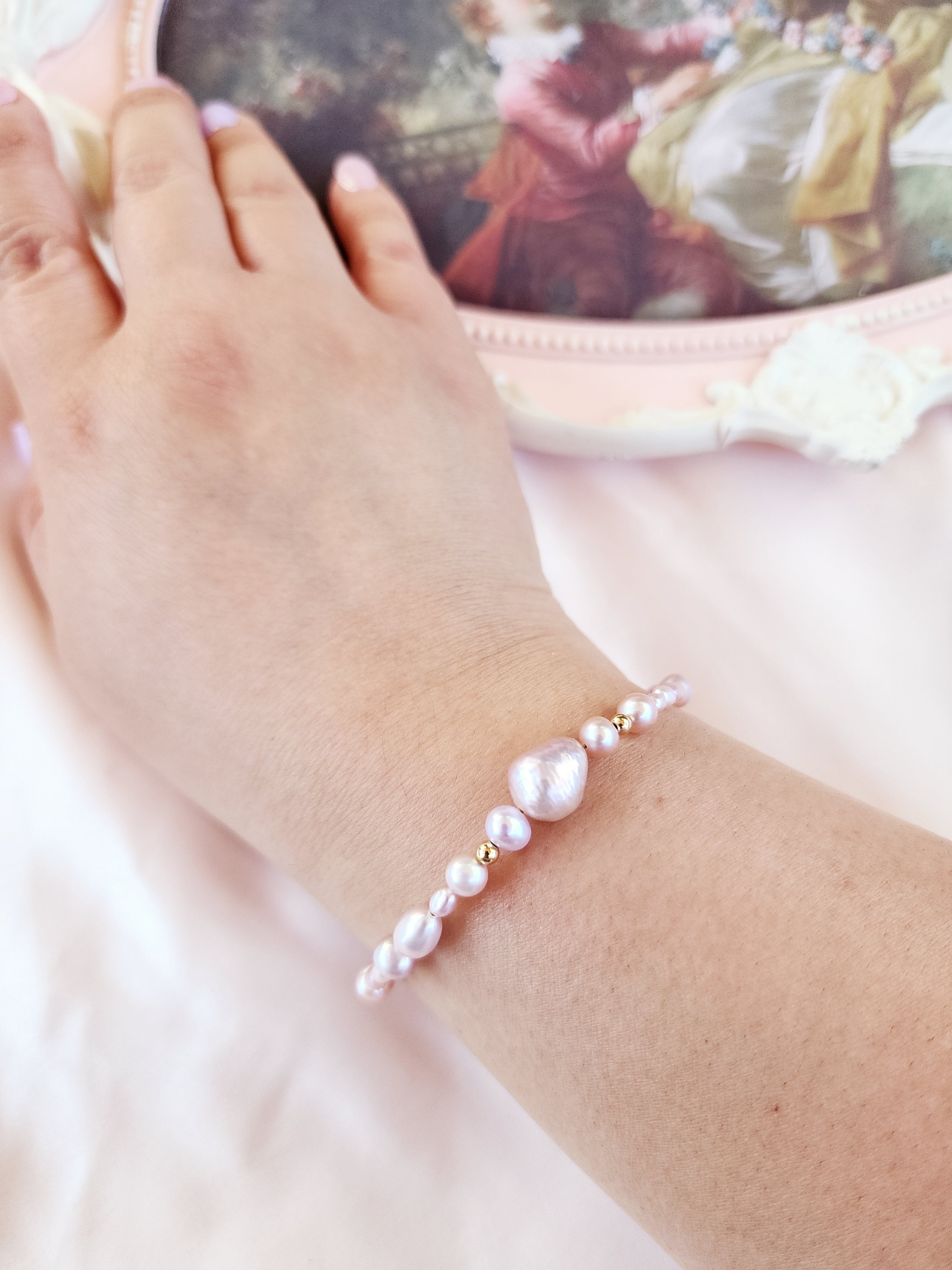 Lavender Pink Pearl Bracelet